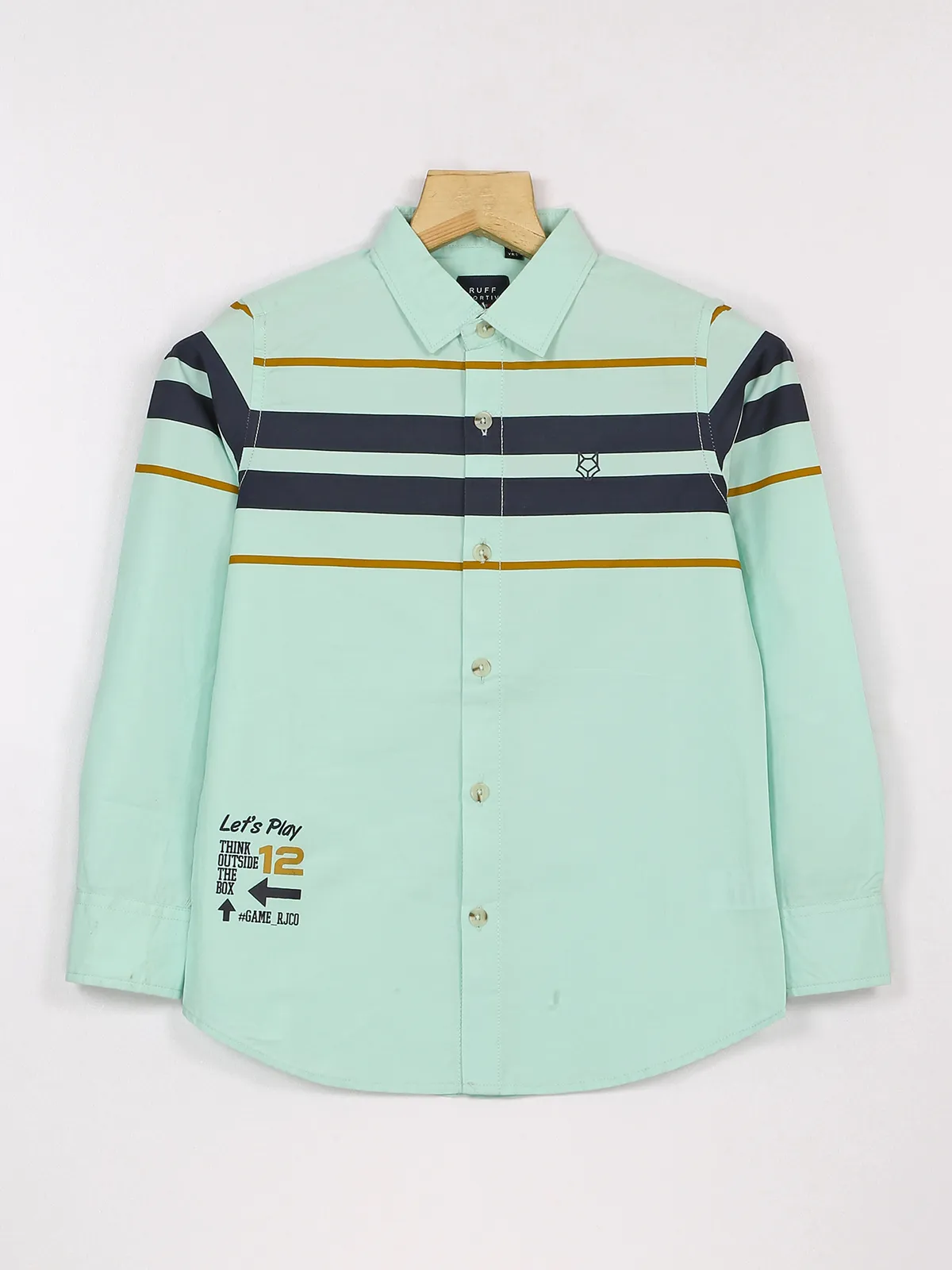 Ruff pista green casual shirt in cotton