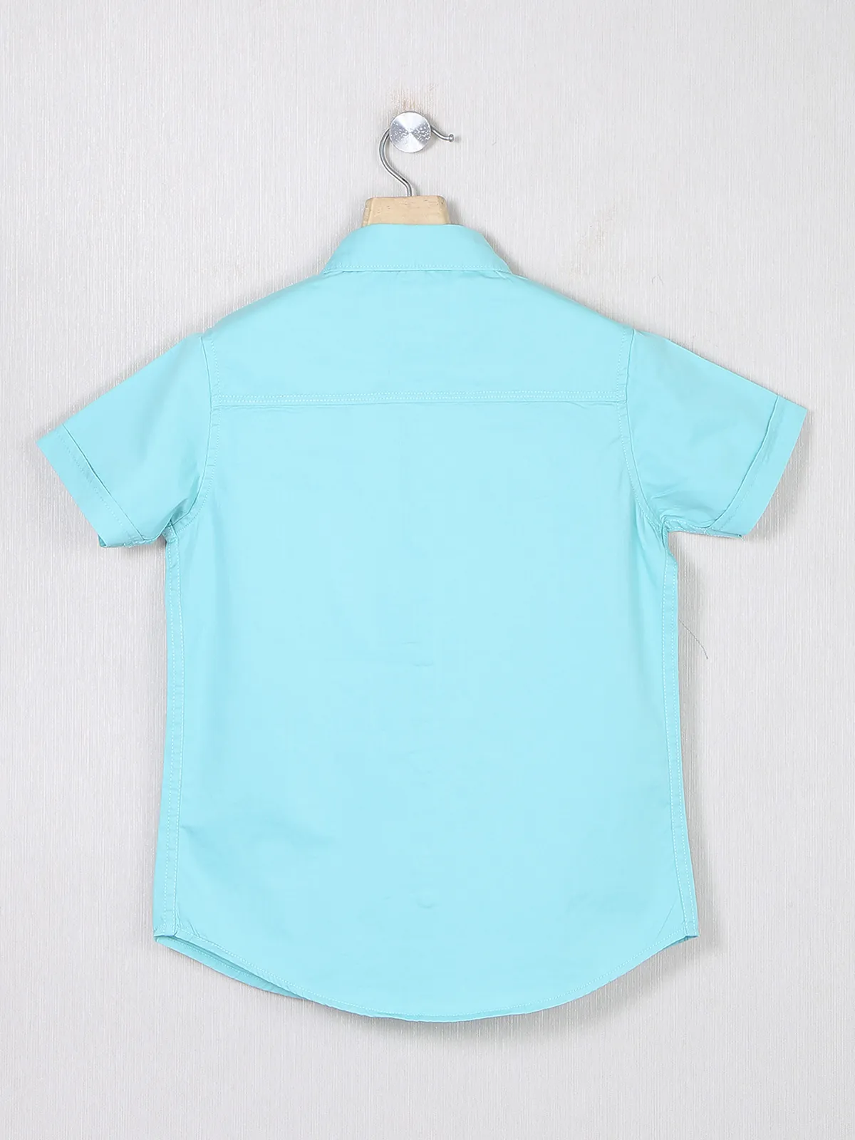 Ruff printed cotton fabric aqua shirt
