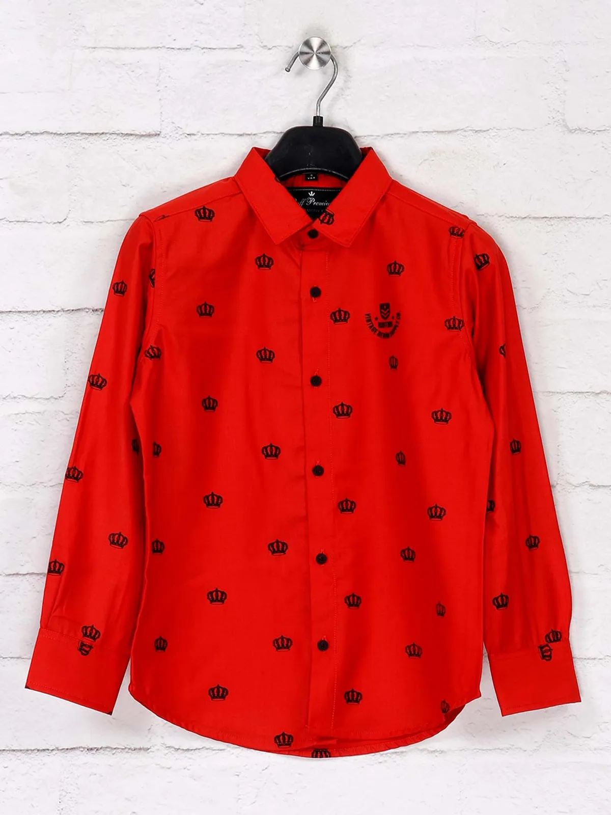 Ruff red slim fit printed shirt