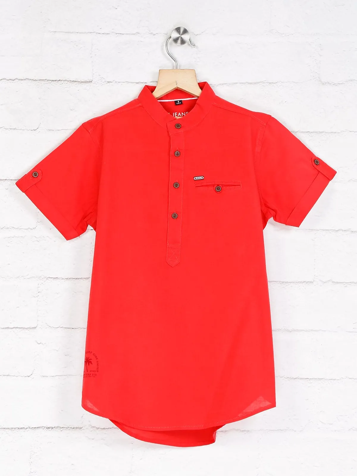 Ruff red solid casual wear shirt