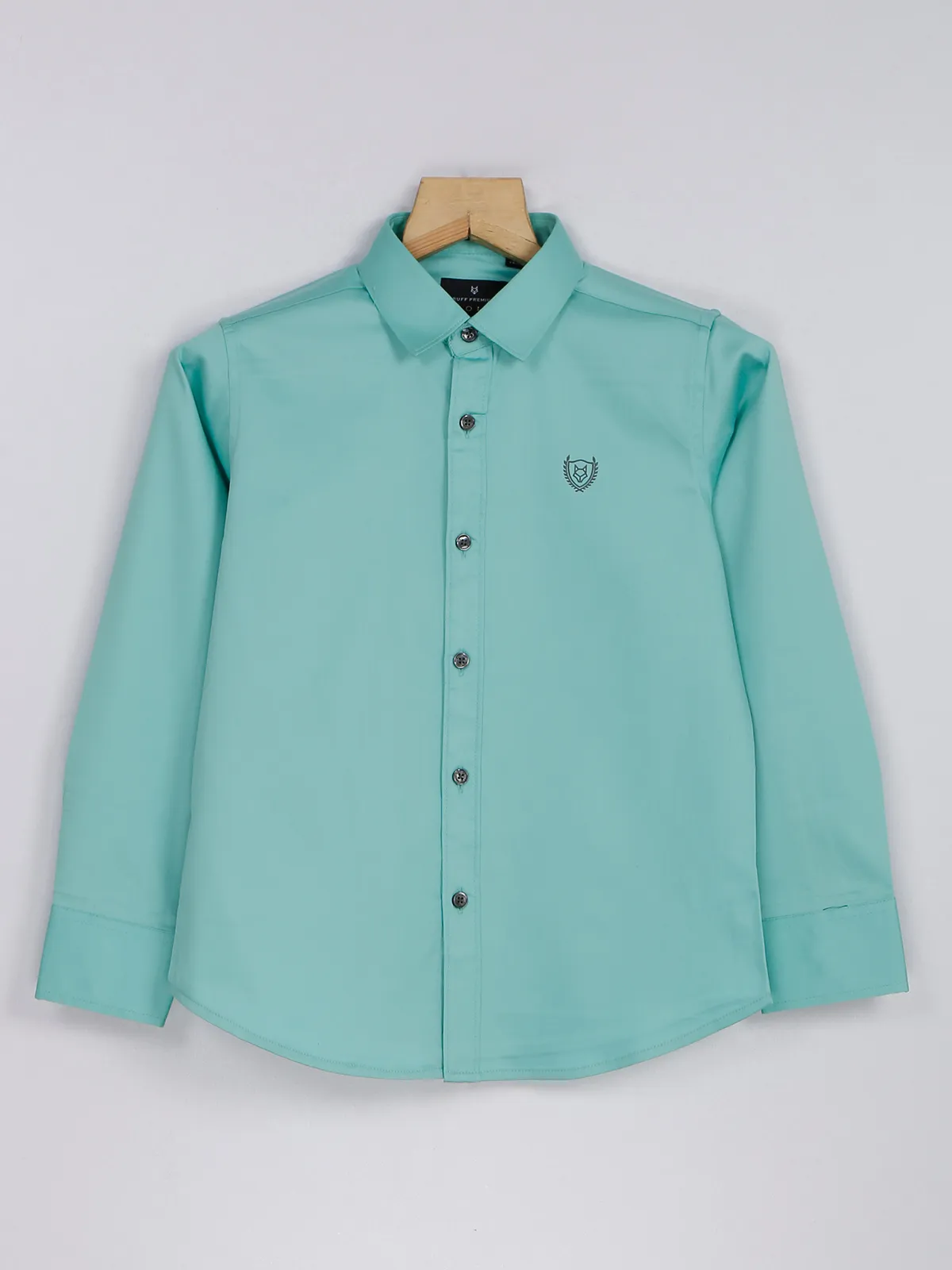 Ruff sea green cotton plain shirt