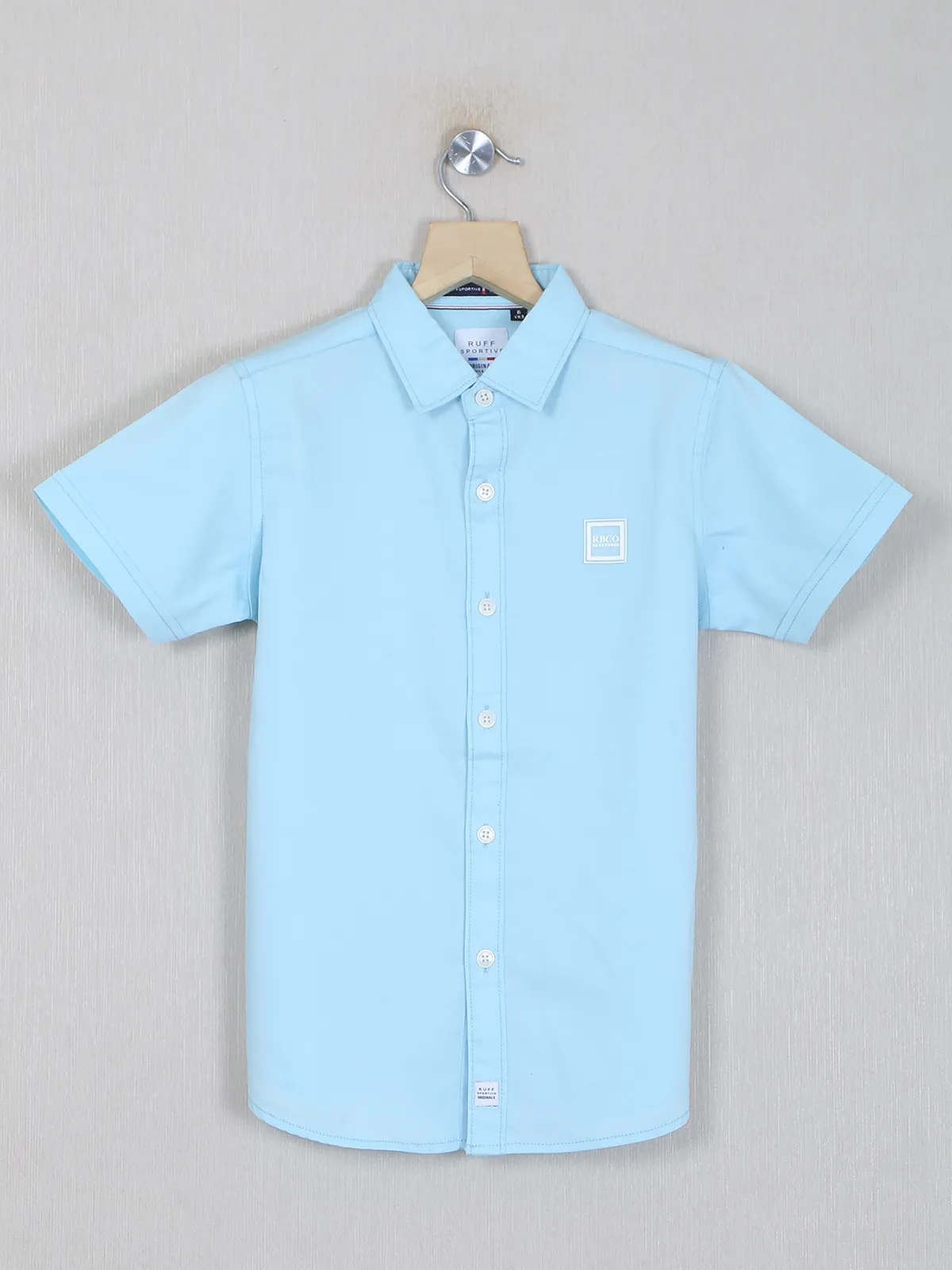 Ruff sky blue solid style cotton shirt