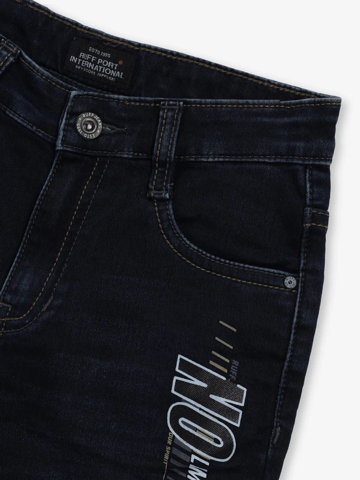 RUFF washed navy slim fit denim for little boy