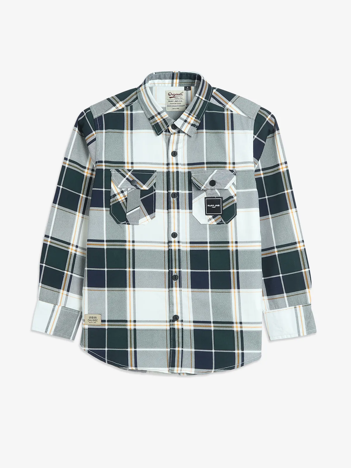 RUFF white and blue cotton checks shirt