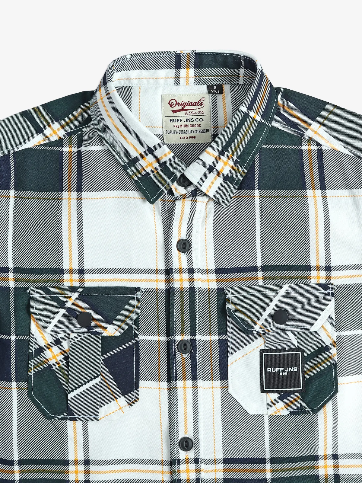 RUFF white and blue cotton checks shirt