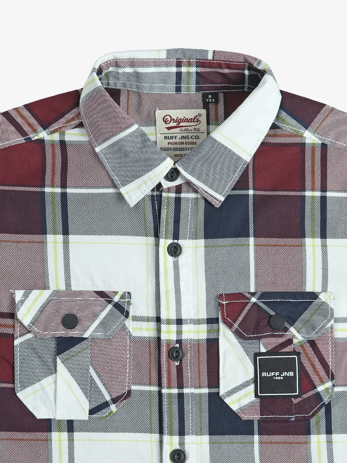 RUFF white and maroon checks shirt