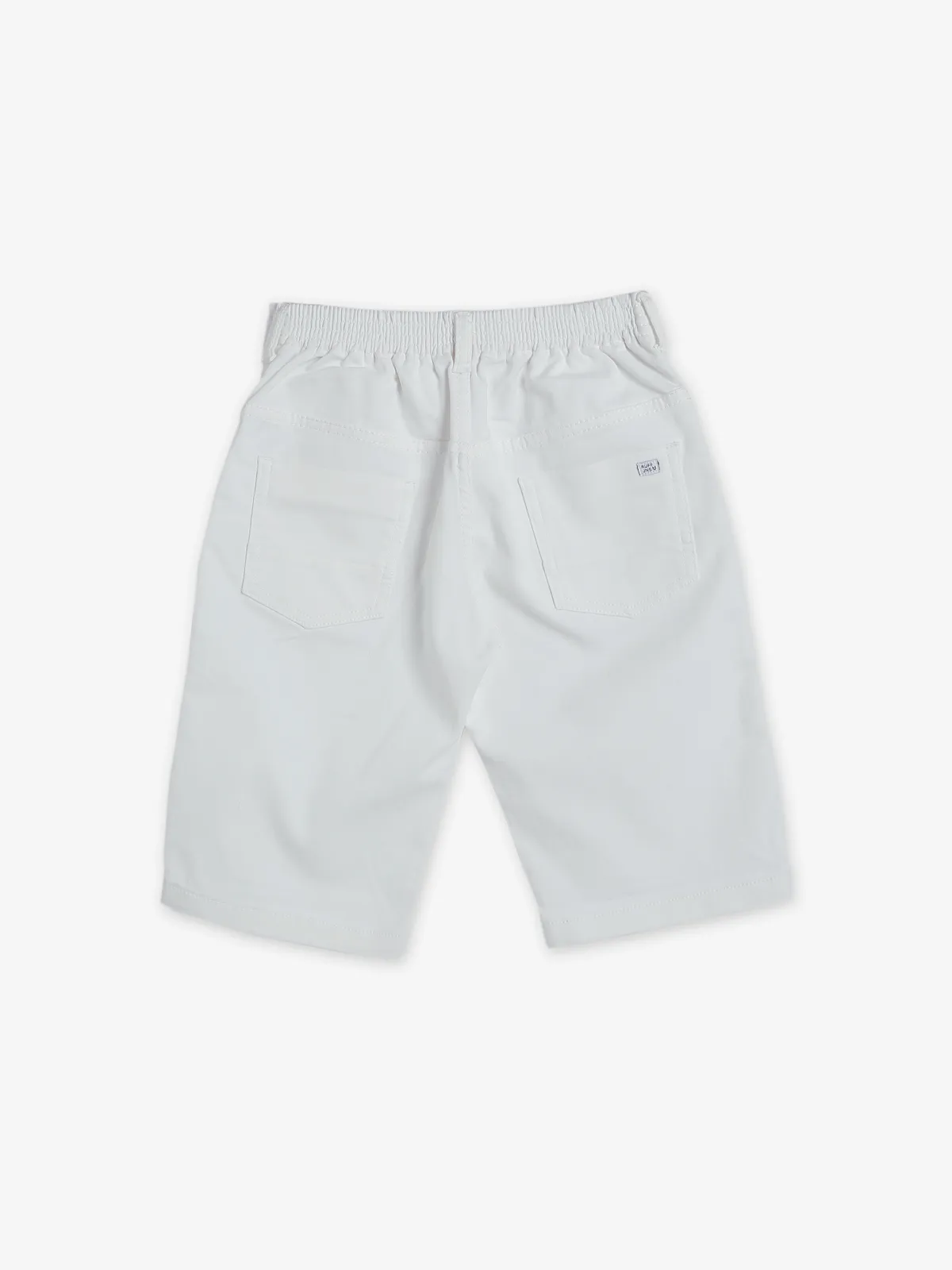 Ruff white denim solid shorts