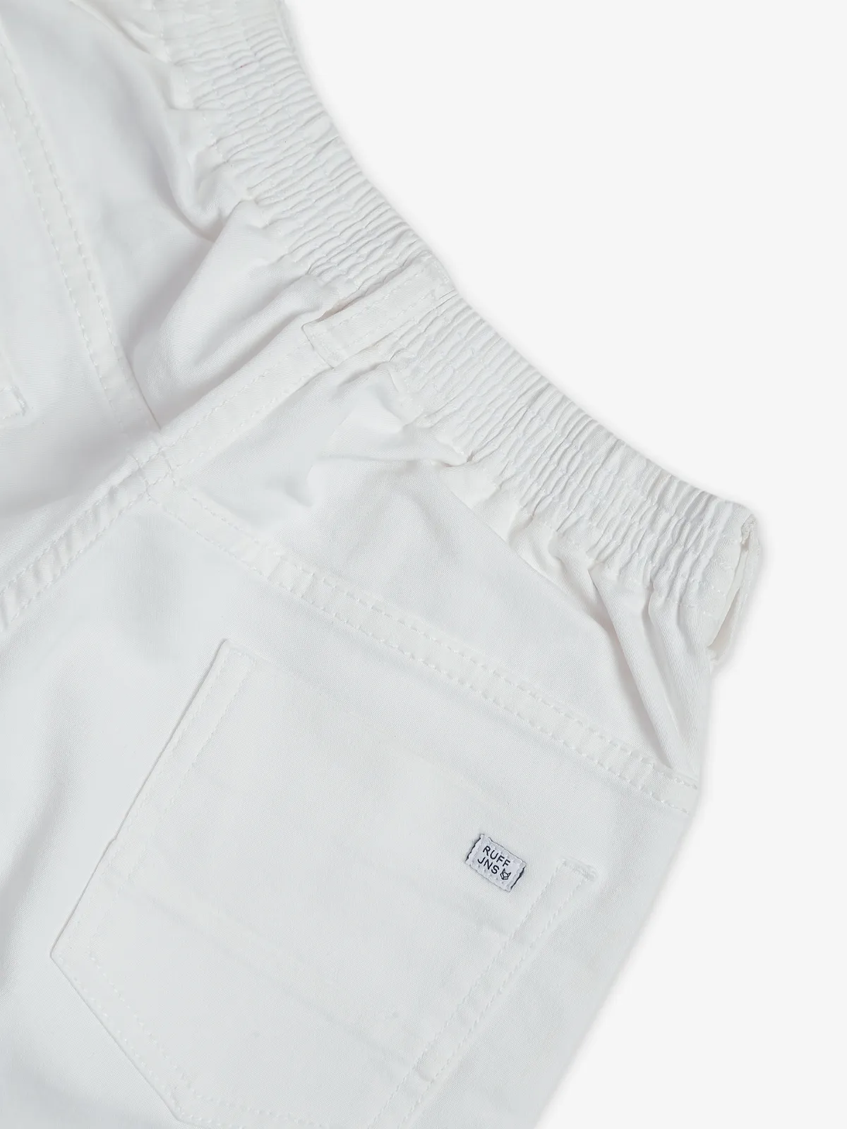 Ruff white denim solid shorts