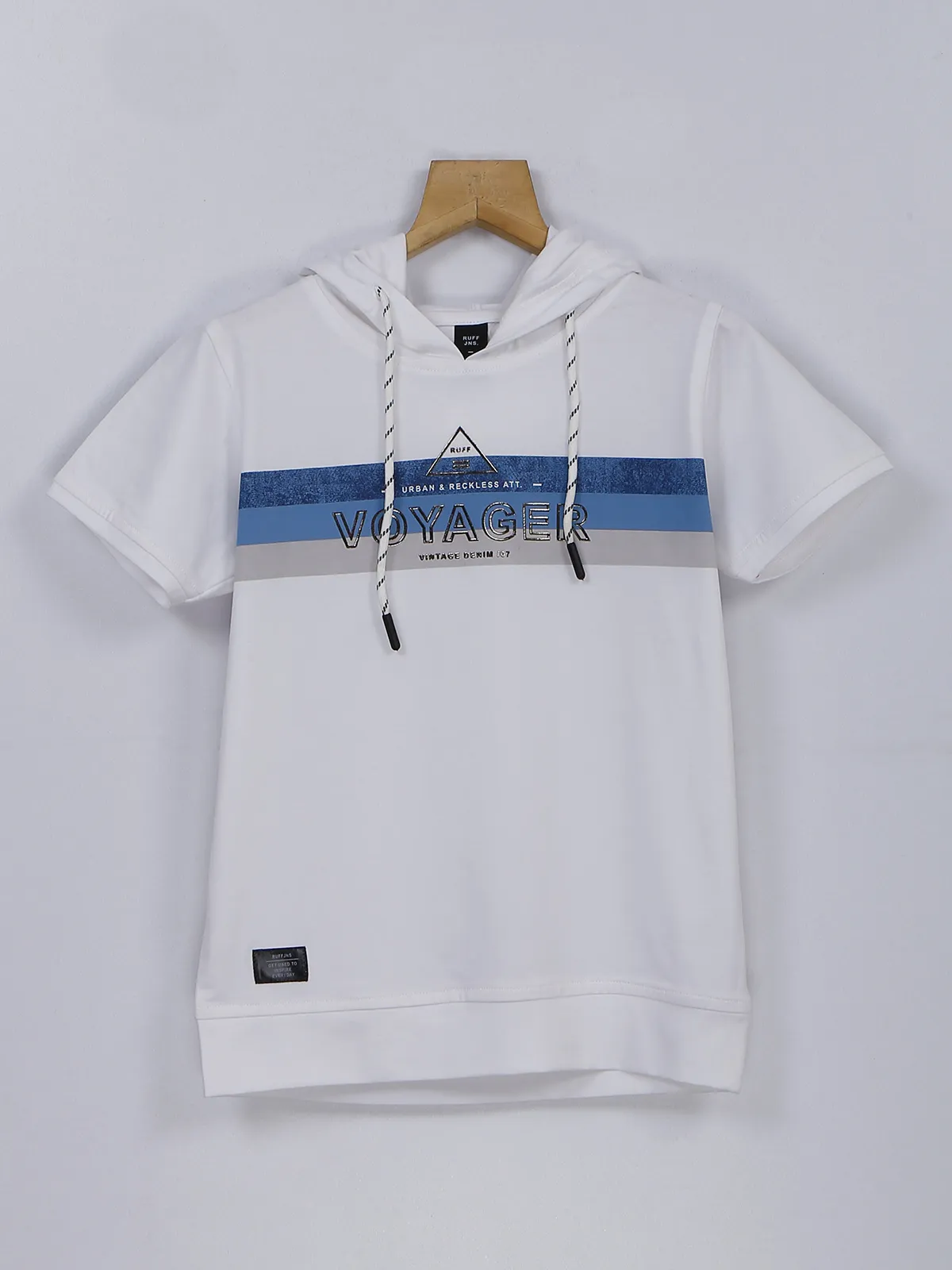 Ruff white printed hooded t shirt