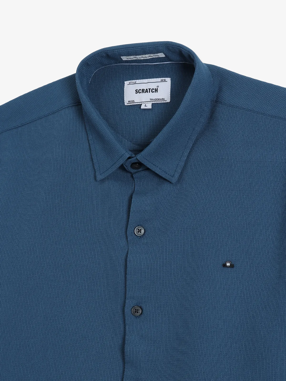SCRATCH blue cotton texture shirt