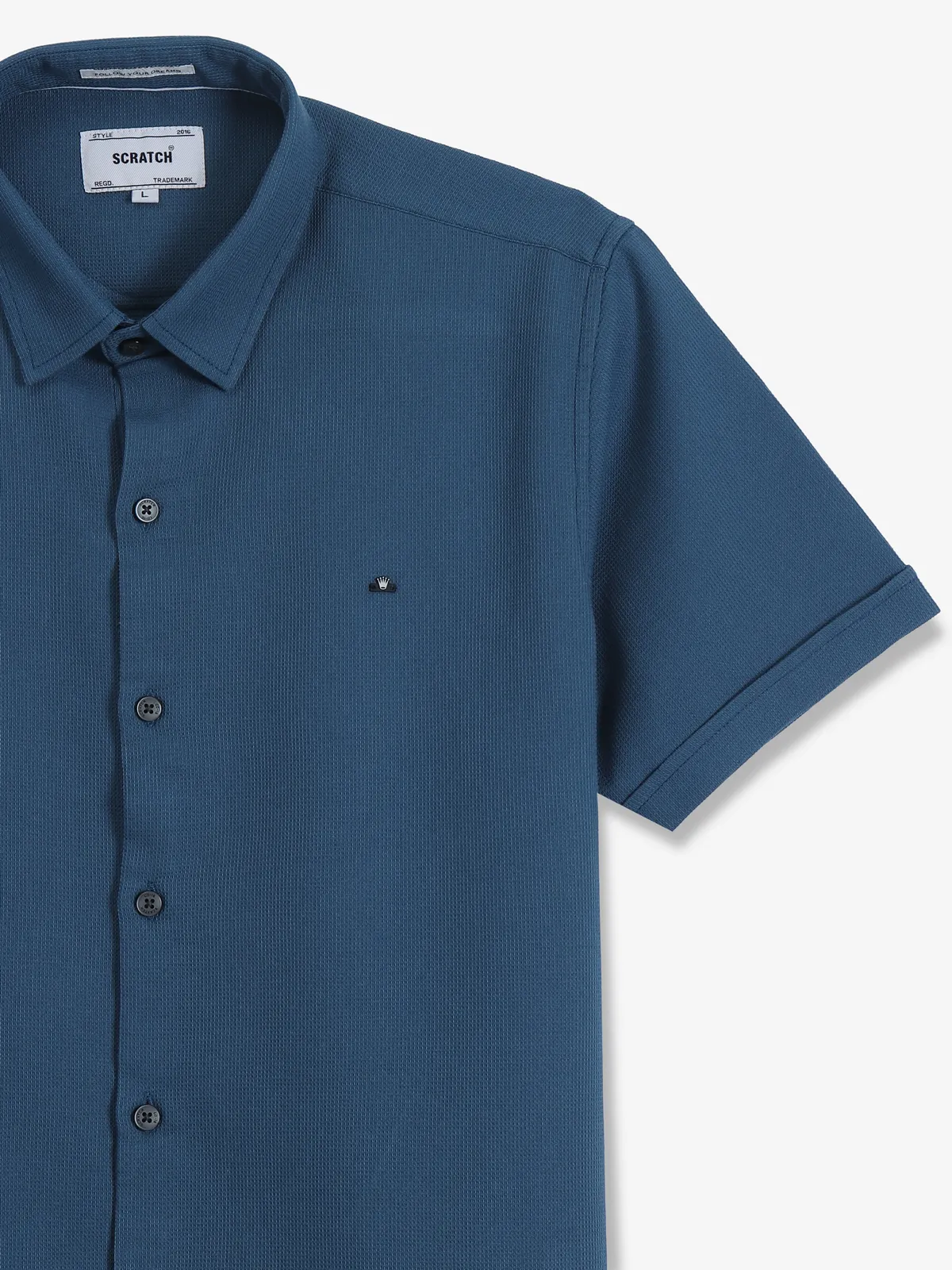 SCRATCH blue cotton texture shirt