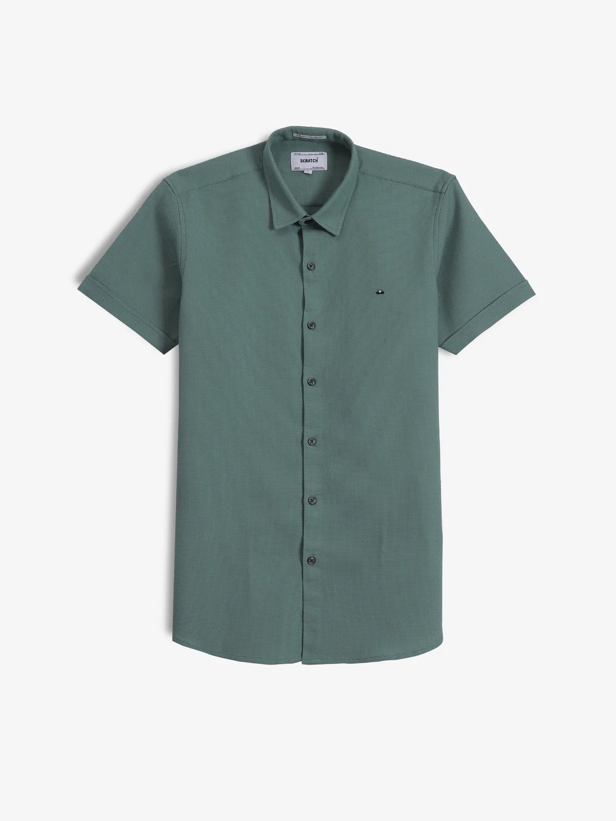 SCRATCH green texture casual shirt