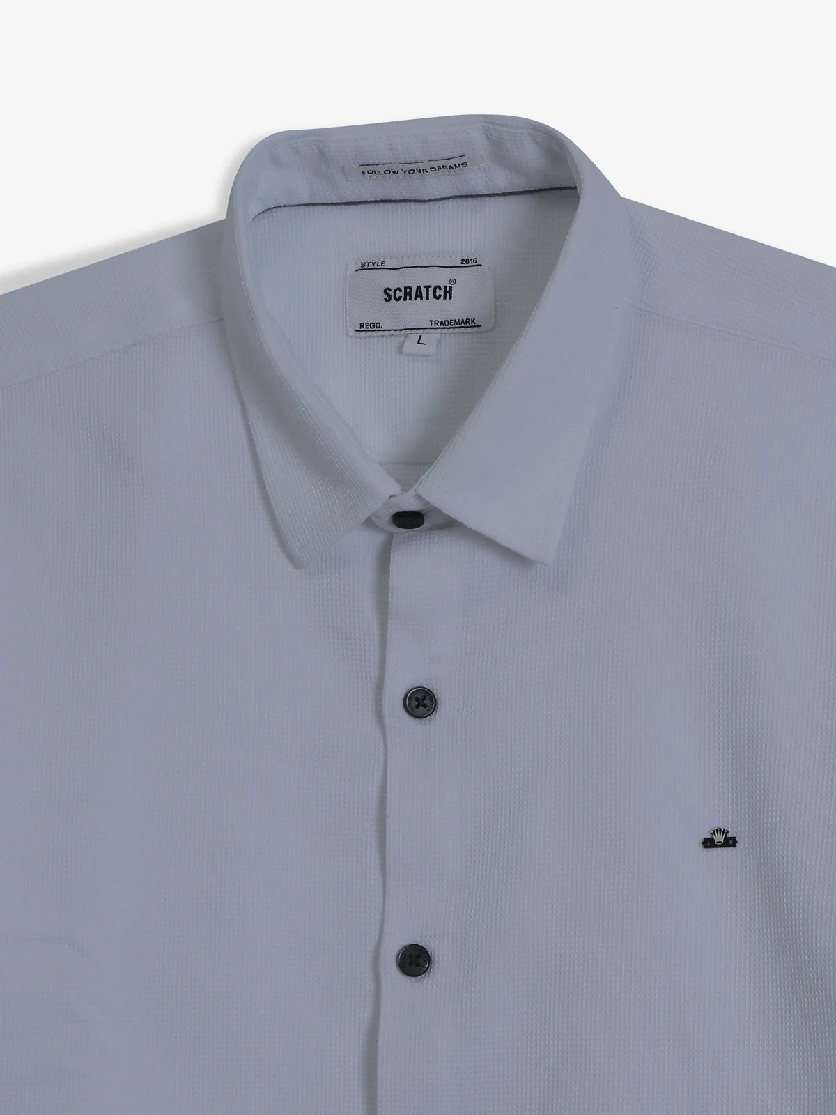SCRATCH white texture casual shirt