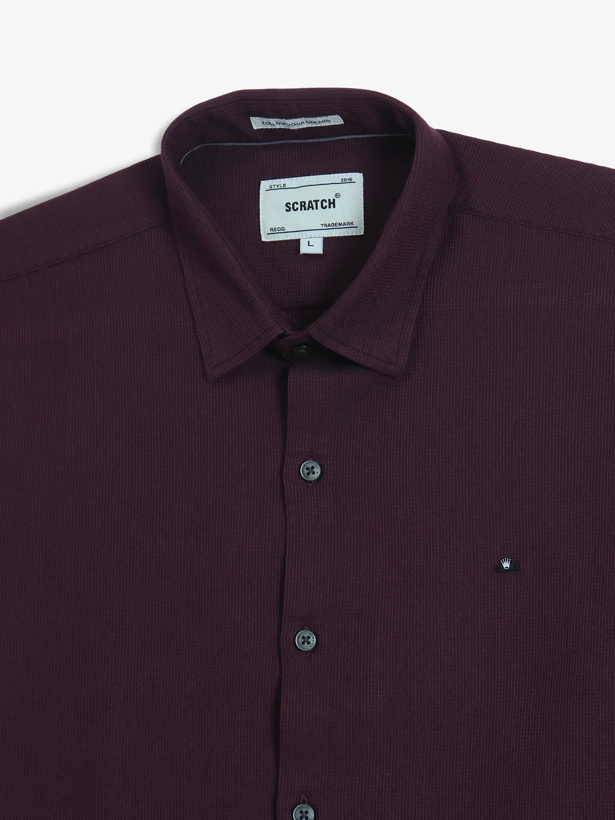 SCRATCH wine cotton casual shirt