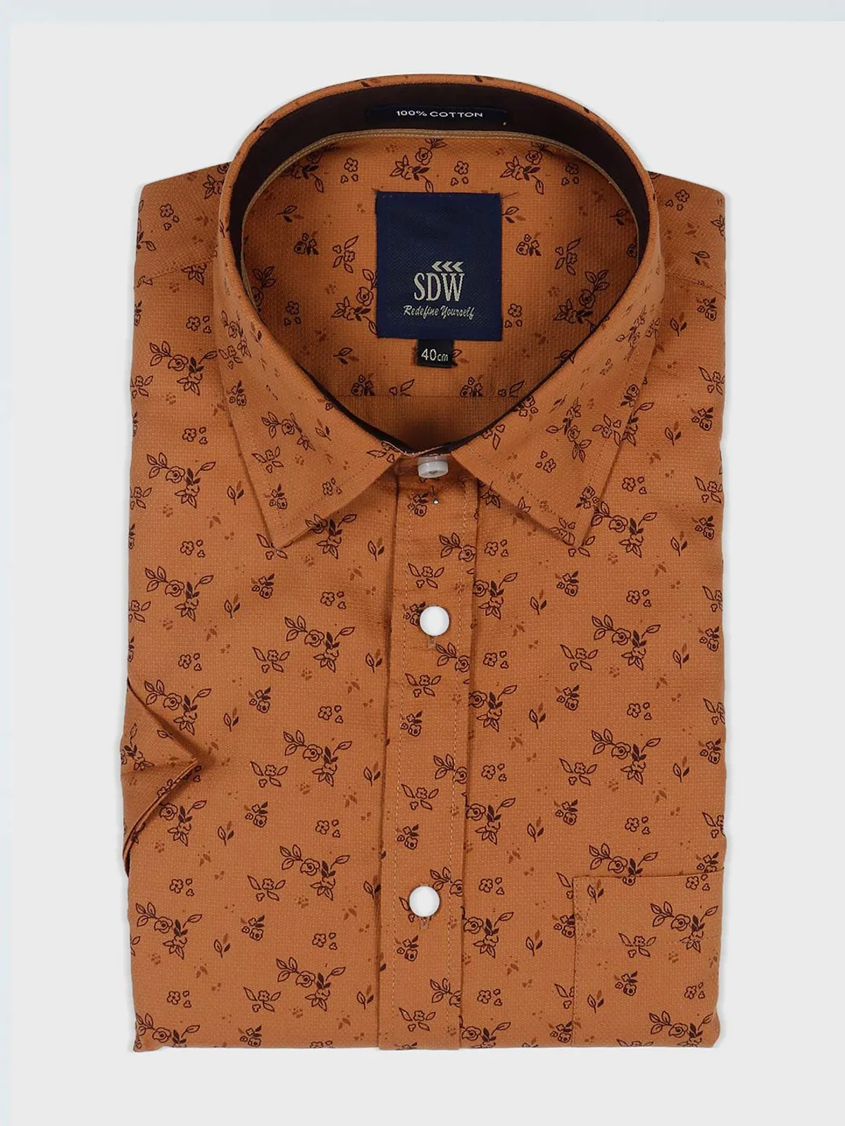 SDW brown printed cotton shirt