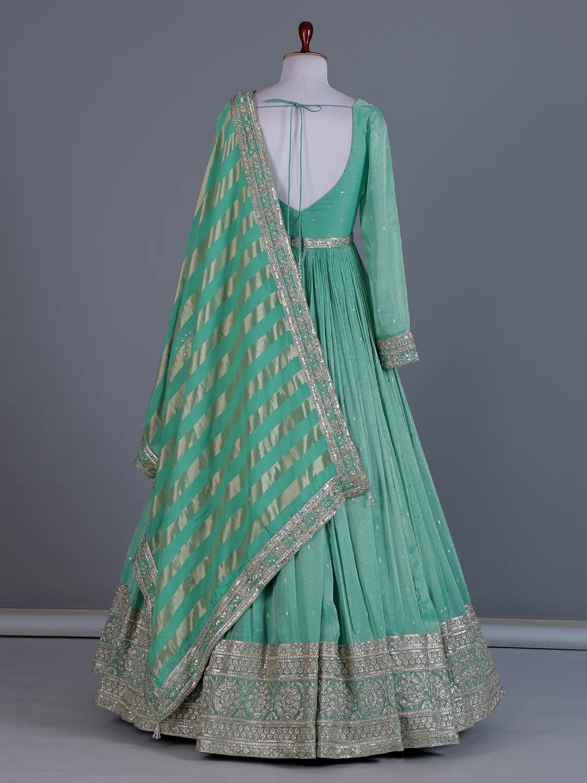 sea green anarkali dress Pretty Sea Green Art Silk Zari Embroidered Festive Anarkali Gown