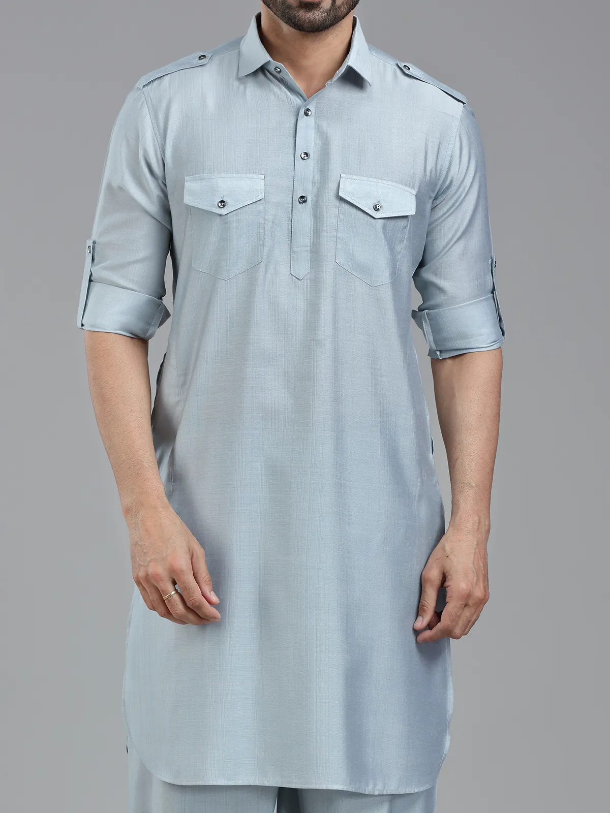 Serene pastle blue mens pathani kurta set