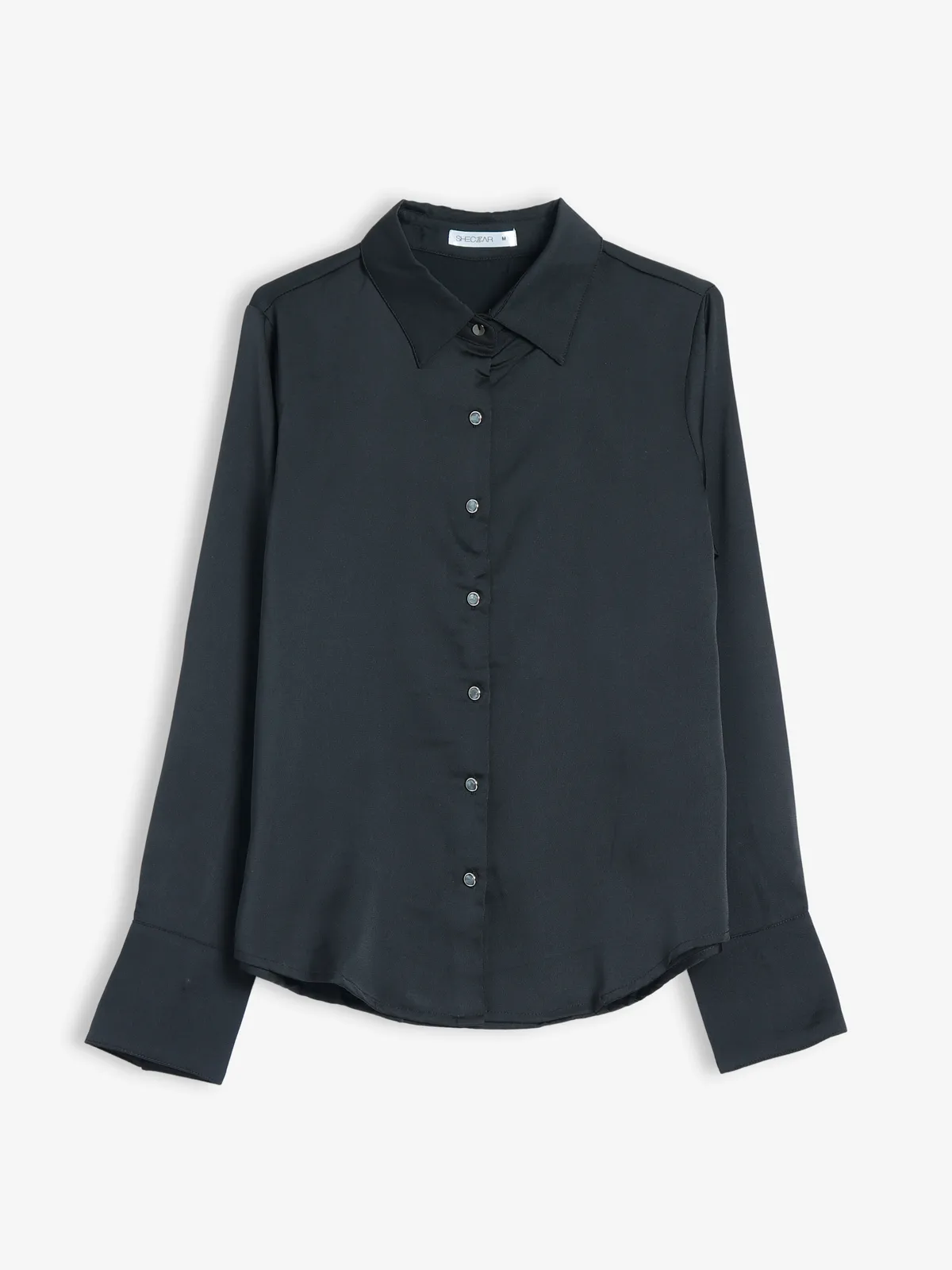 Sheczzar satin black plain shirt