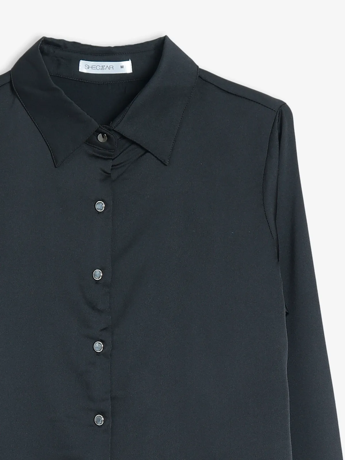 Sheczzar satin black plain shirt