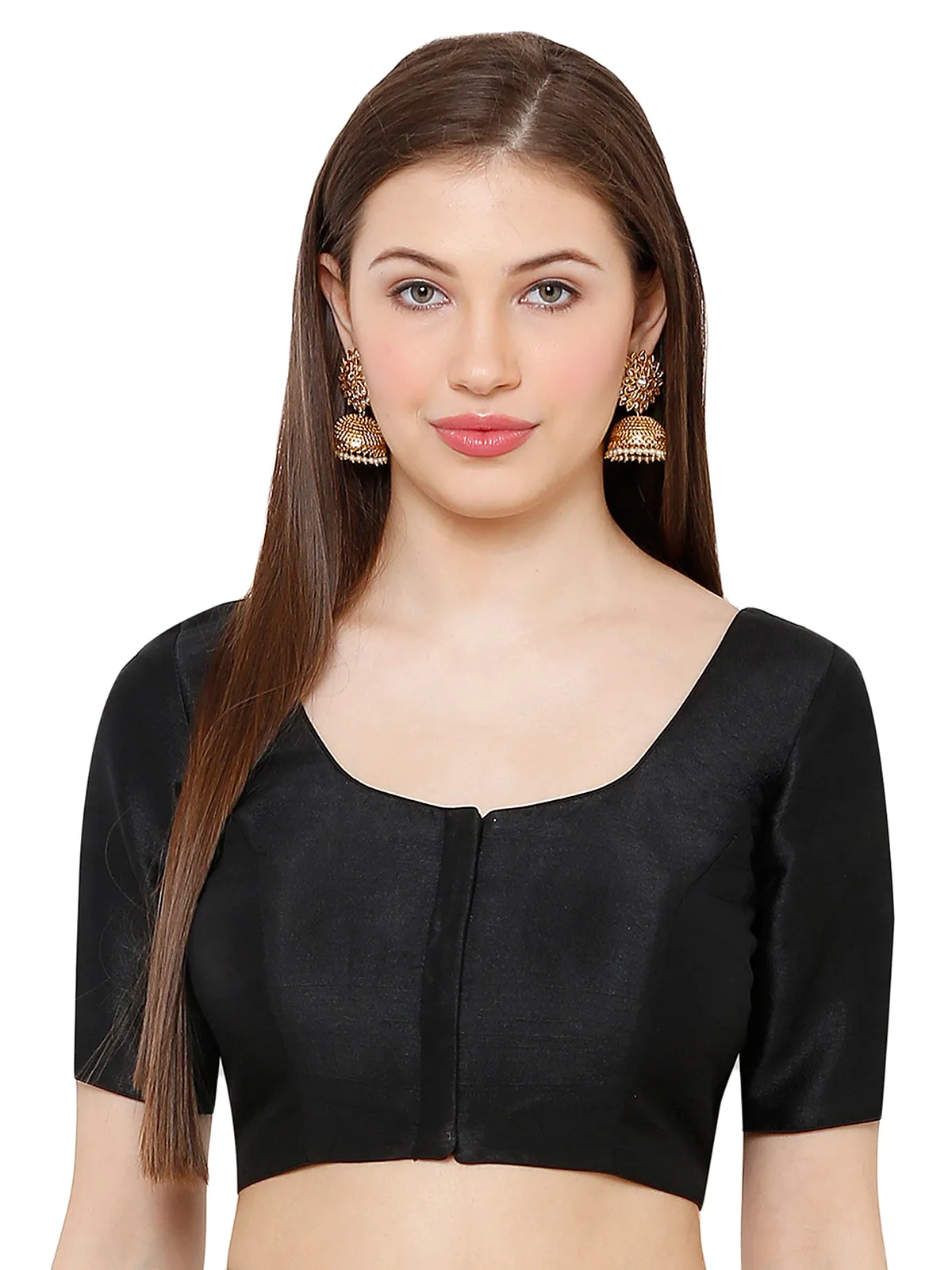 Silk black plain blouse