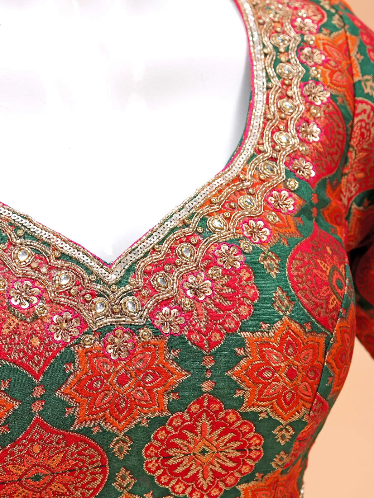 Silk dark green blouse