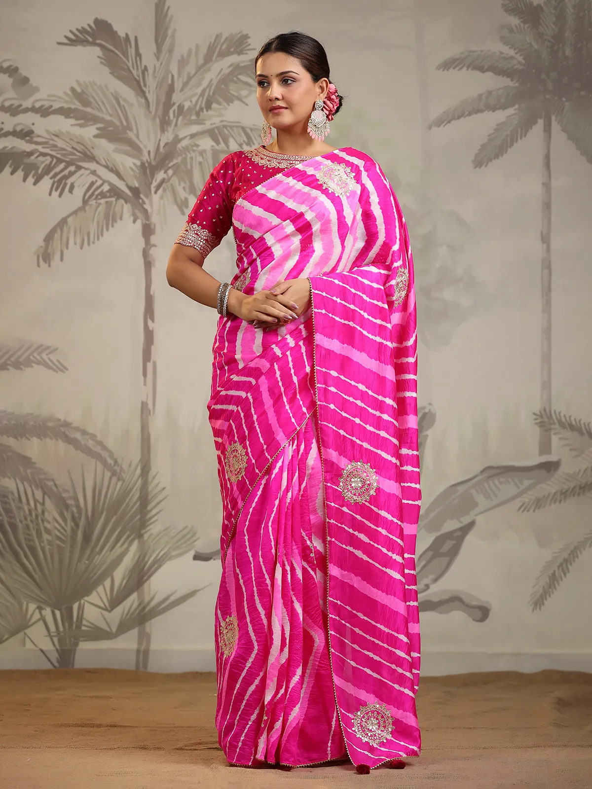 Silk magenta saree with zari work