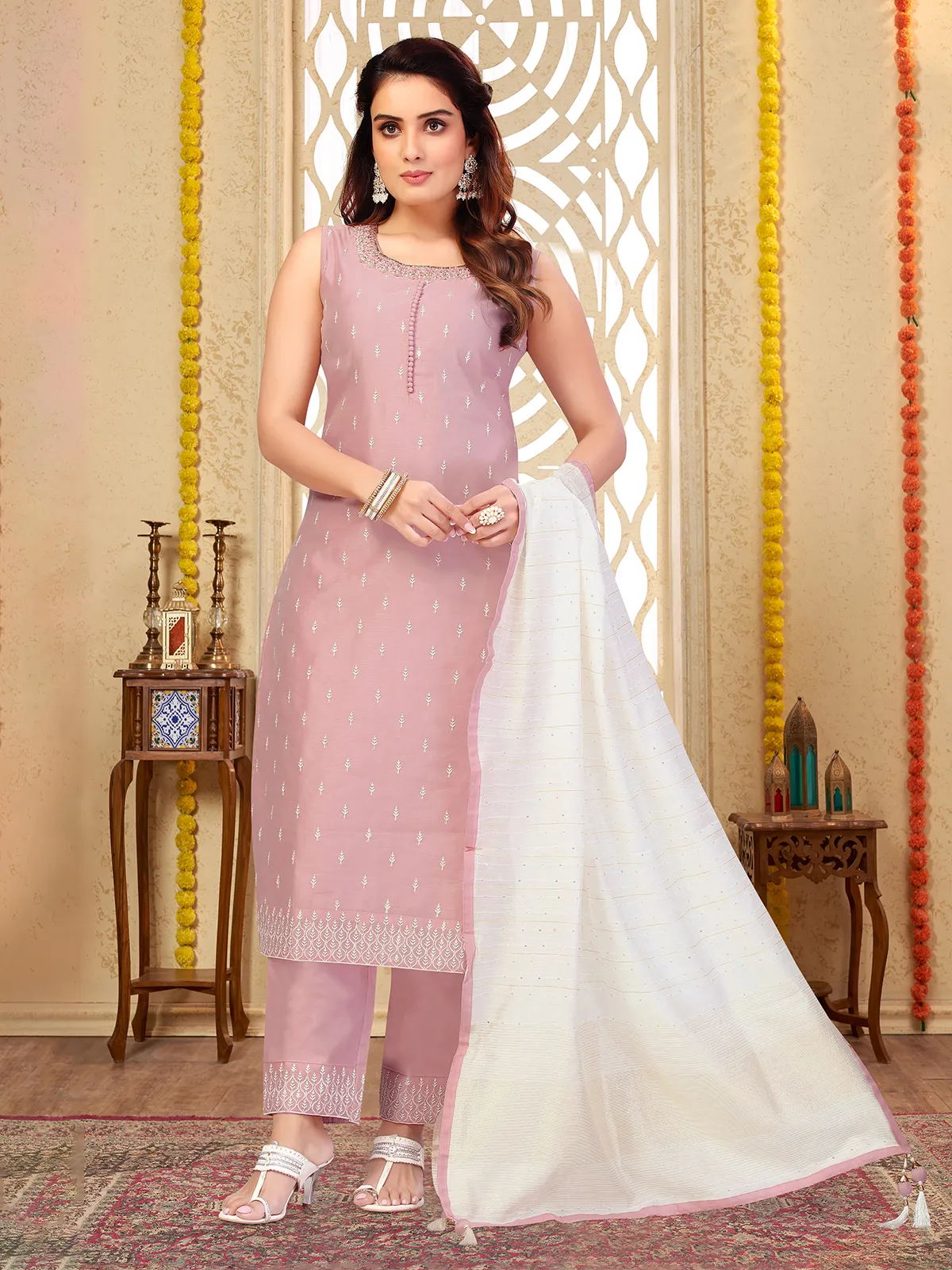 Silk mauve pink salwar suit