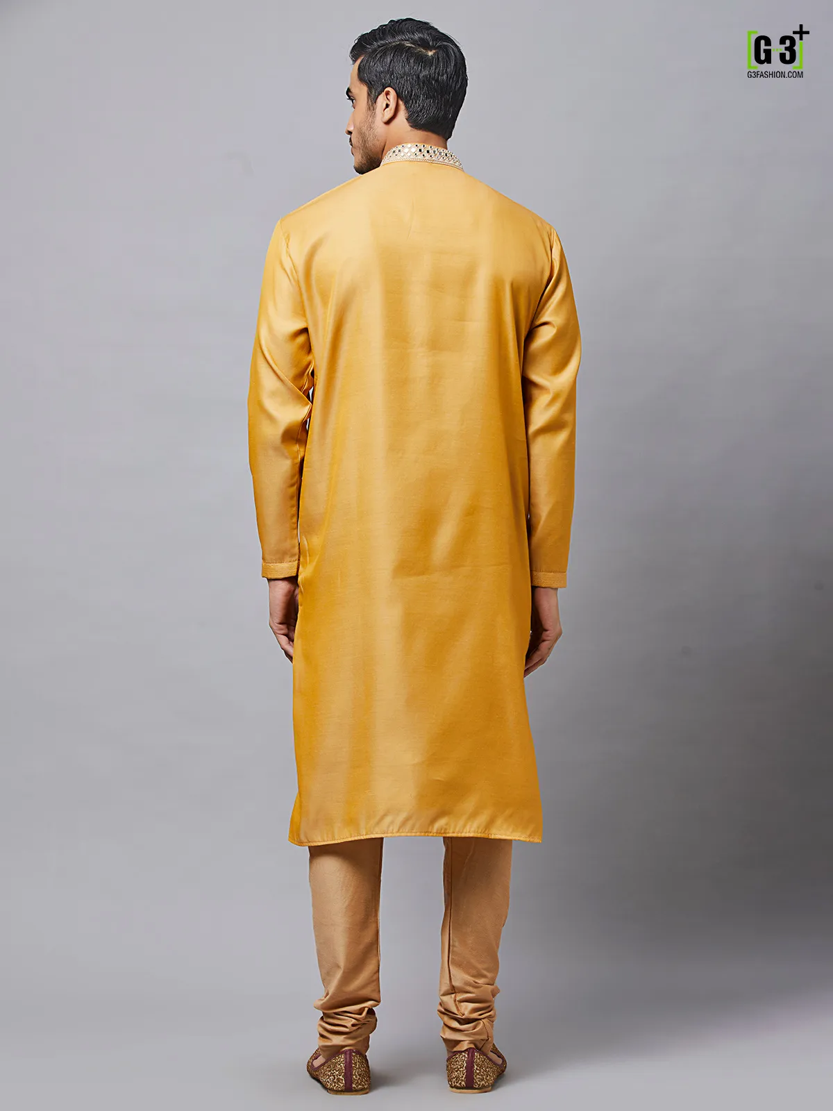 Silk mustard yellow kurta set for festive events