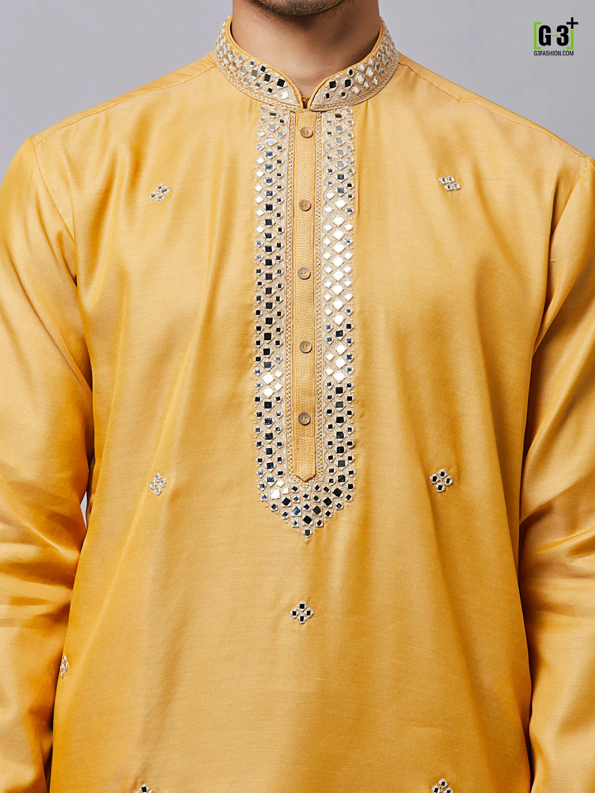 Silk mustard yellow kurta set for festive events