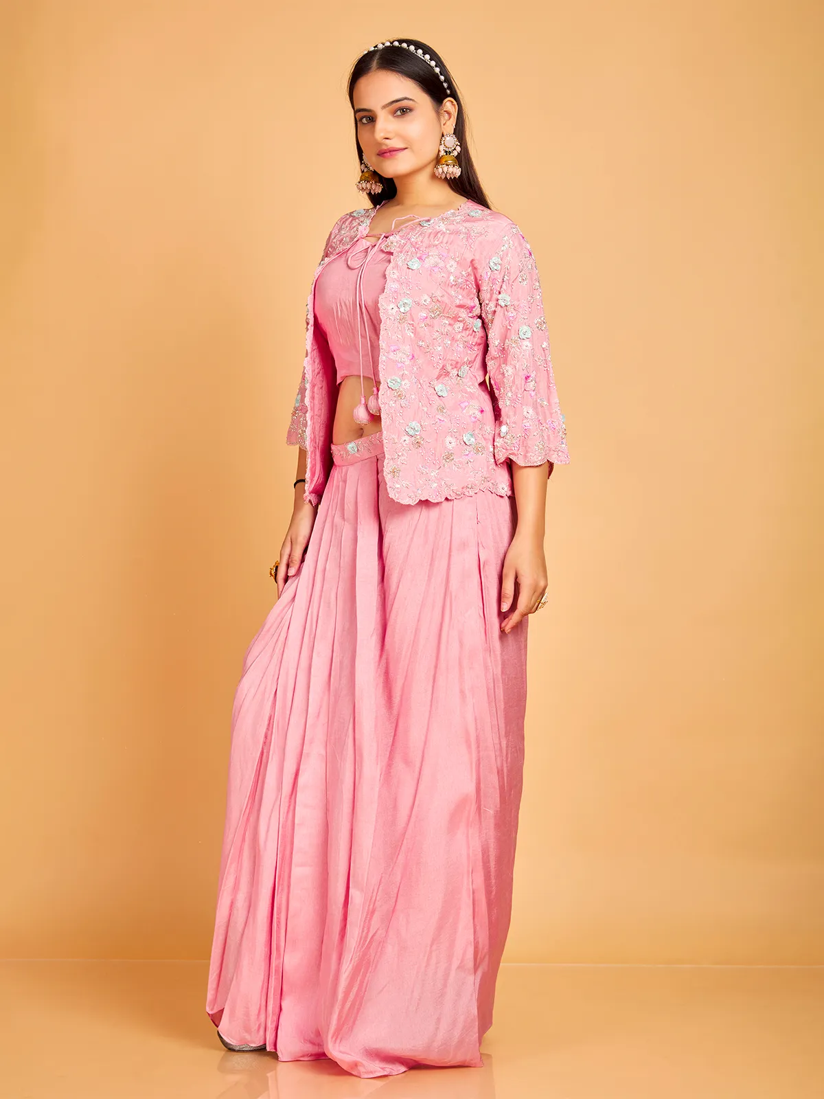 Silk pink designer lehenga suit