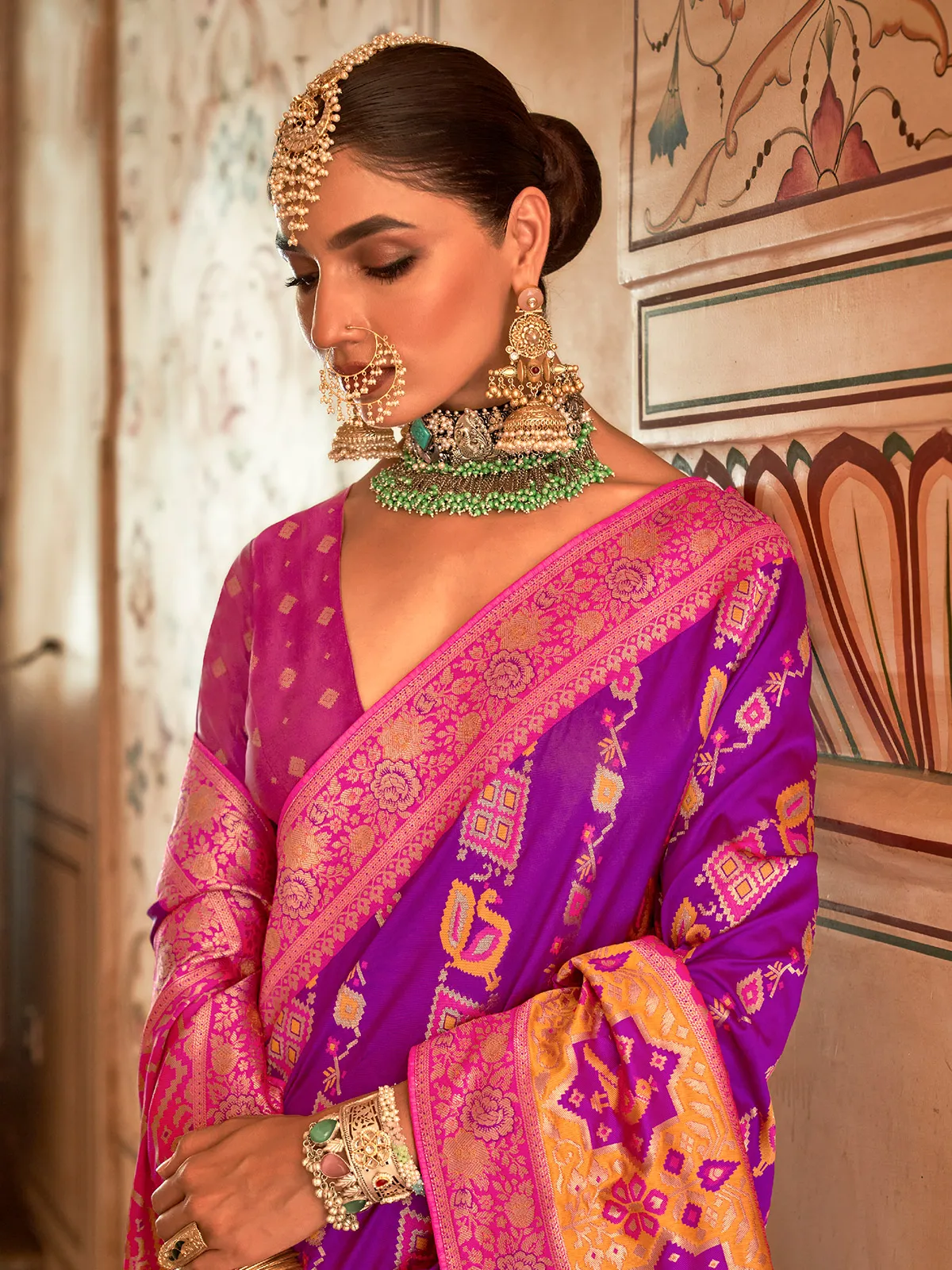 Stylish patola silk purple saree