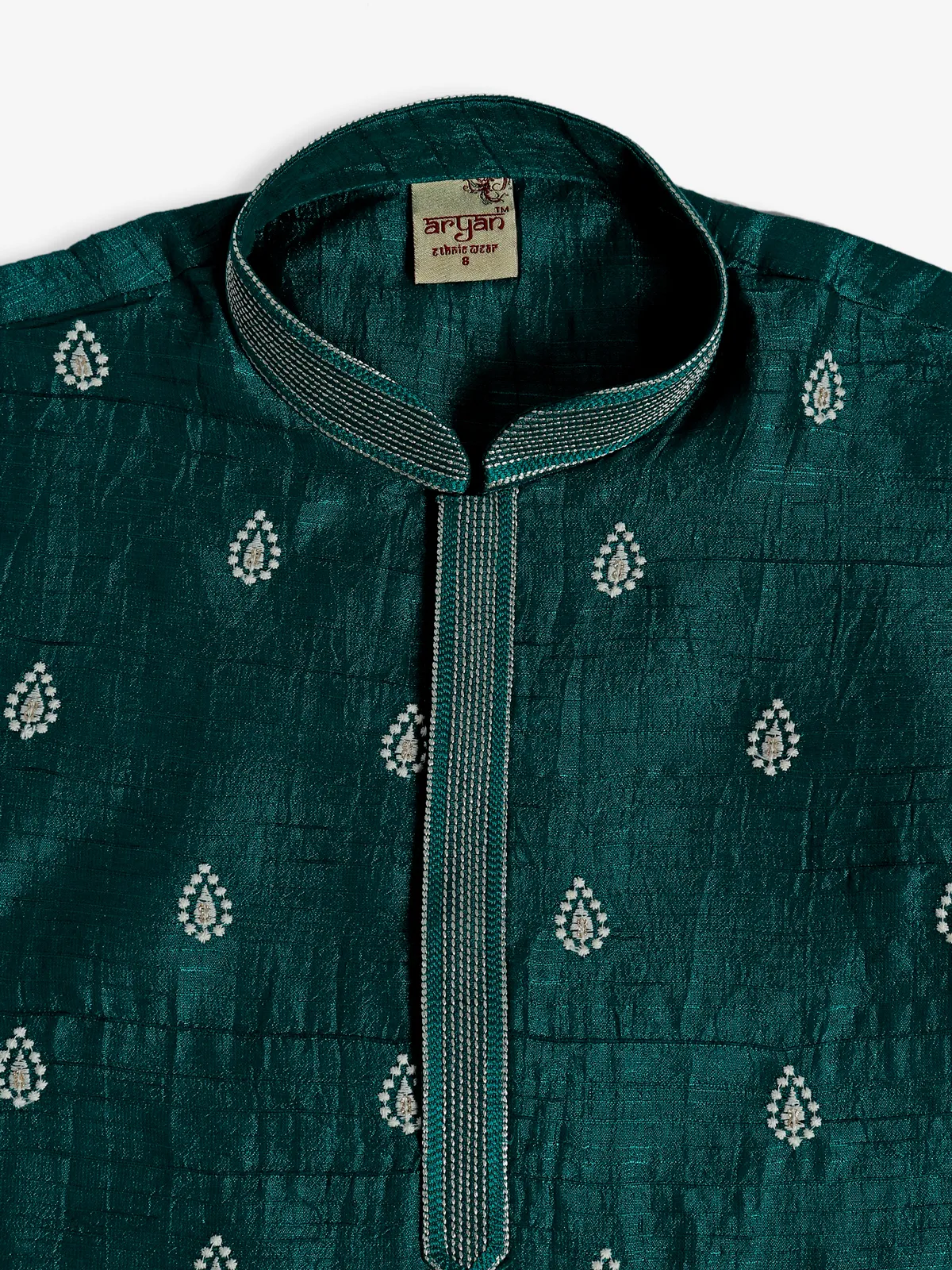 Silk rama green kurta suit for festive