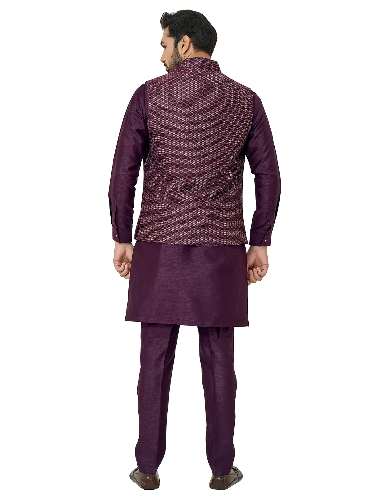 Silk waistcoat set in purple