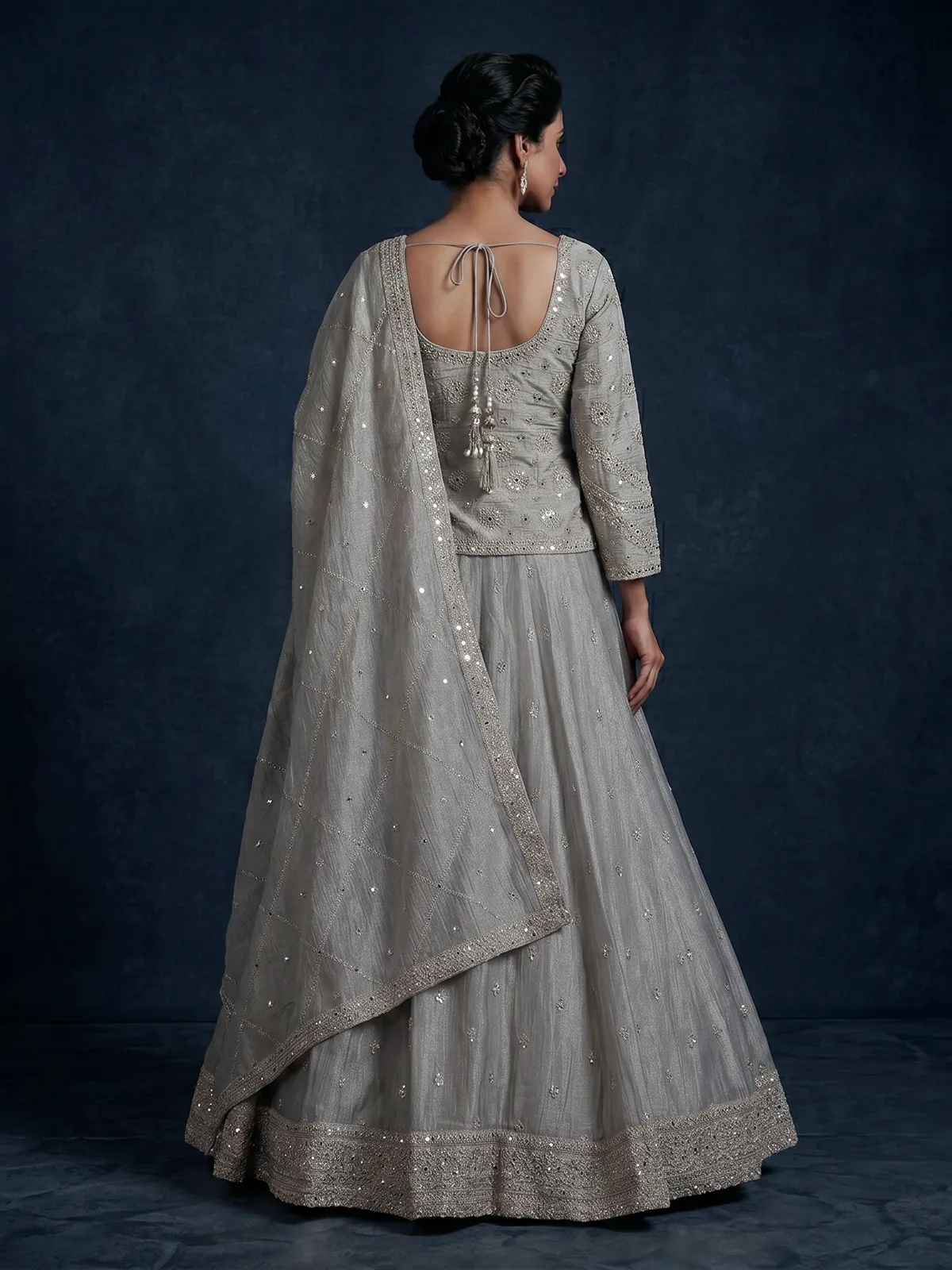 silver tissue dress Weaving Cult Silver Tissue Dress With Embellished Belt