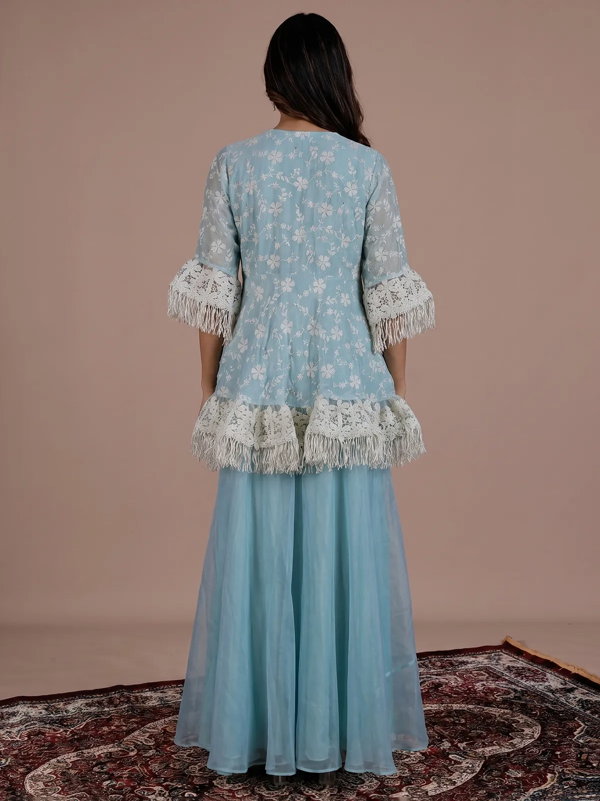 organza indo western dress Pink Designer Cotton Organza Indowestern Suit