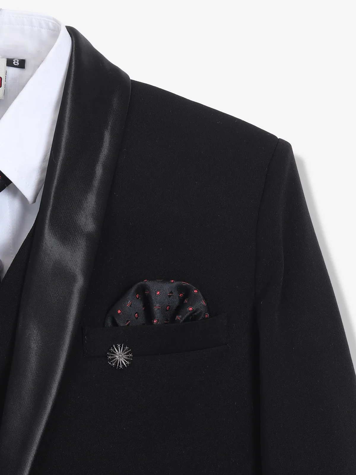 Smashing black terry rayon one button coat suit