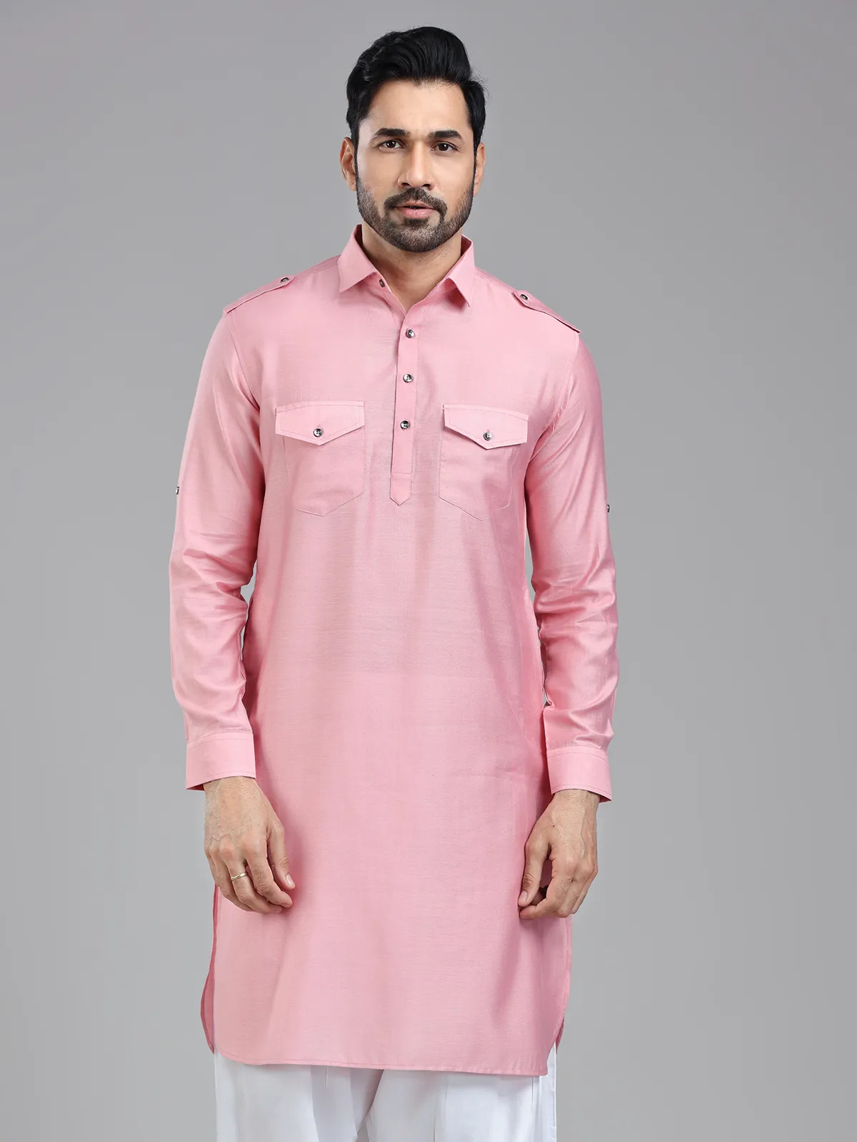 Soft light pink sophasticated pathani kurta for men