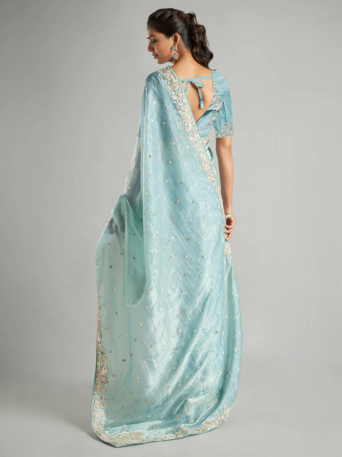 Soft tissue silk sky blue saree