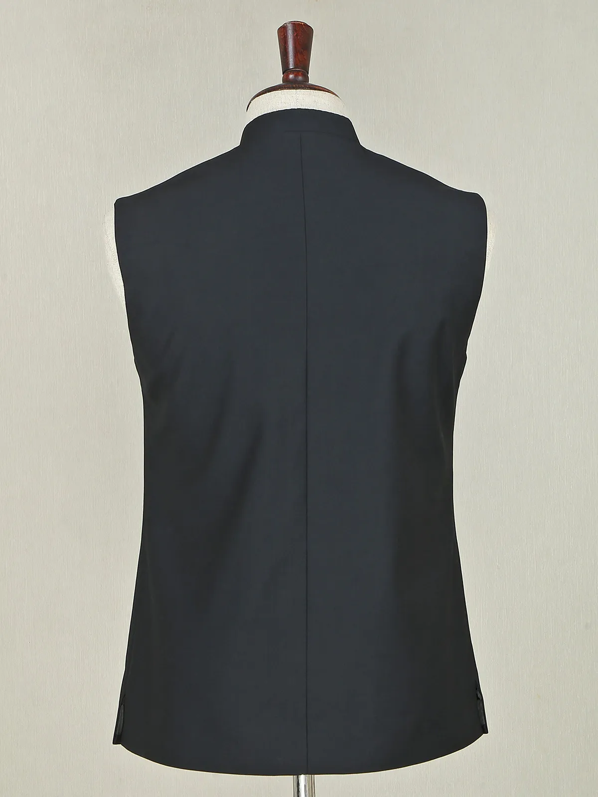 Solid black terry rayon party wear waistcoat for mens