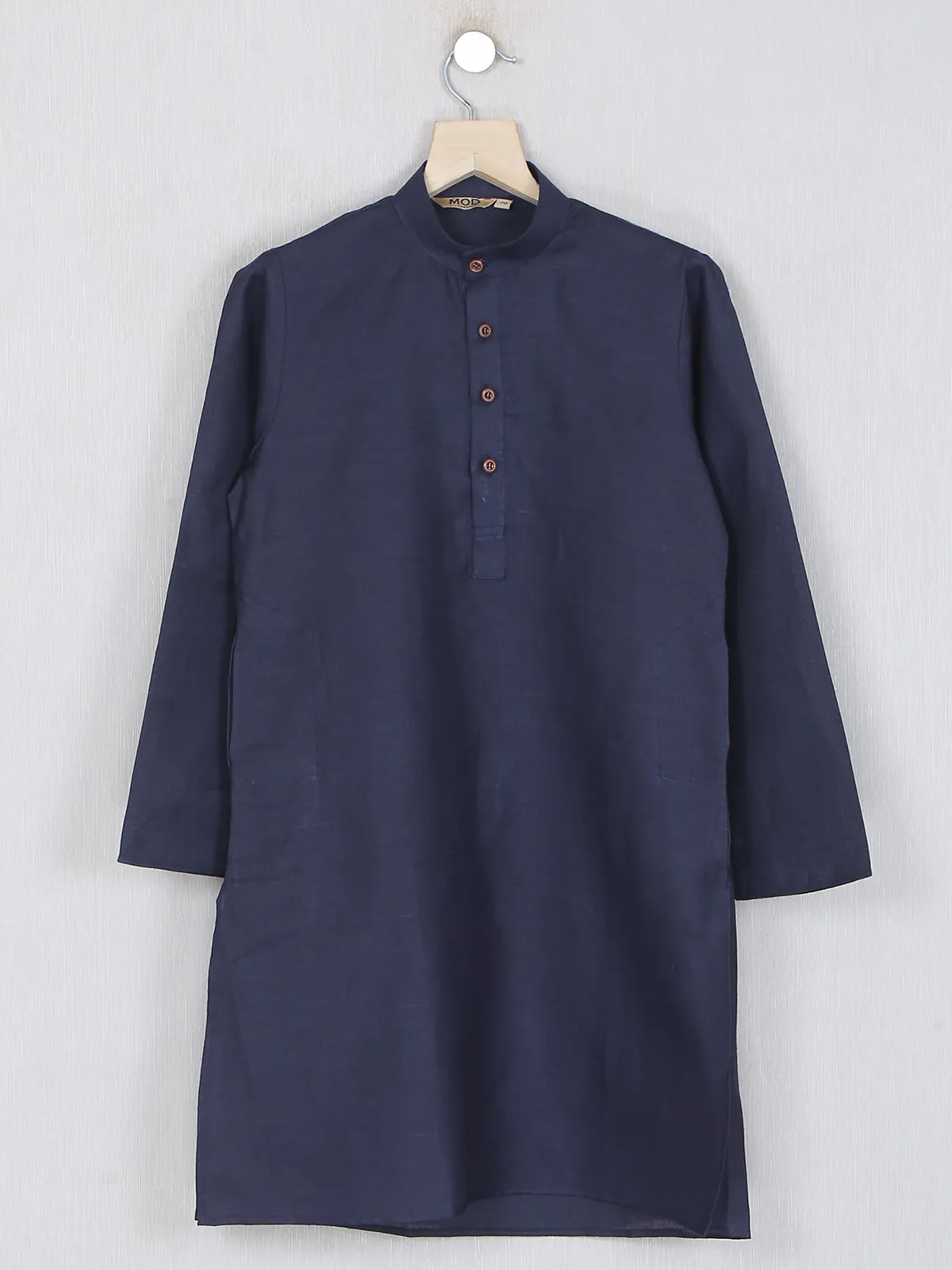 Solid navy hued cotton kurta suit for festivals