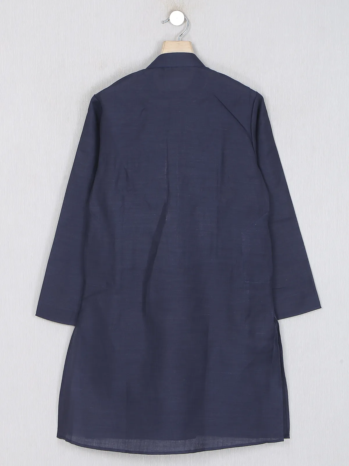 Solid navy hued cotton kurta suit for festivals