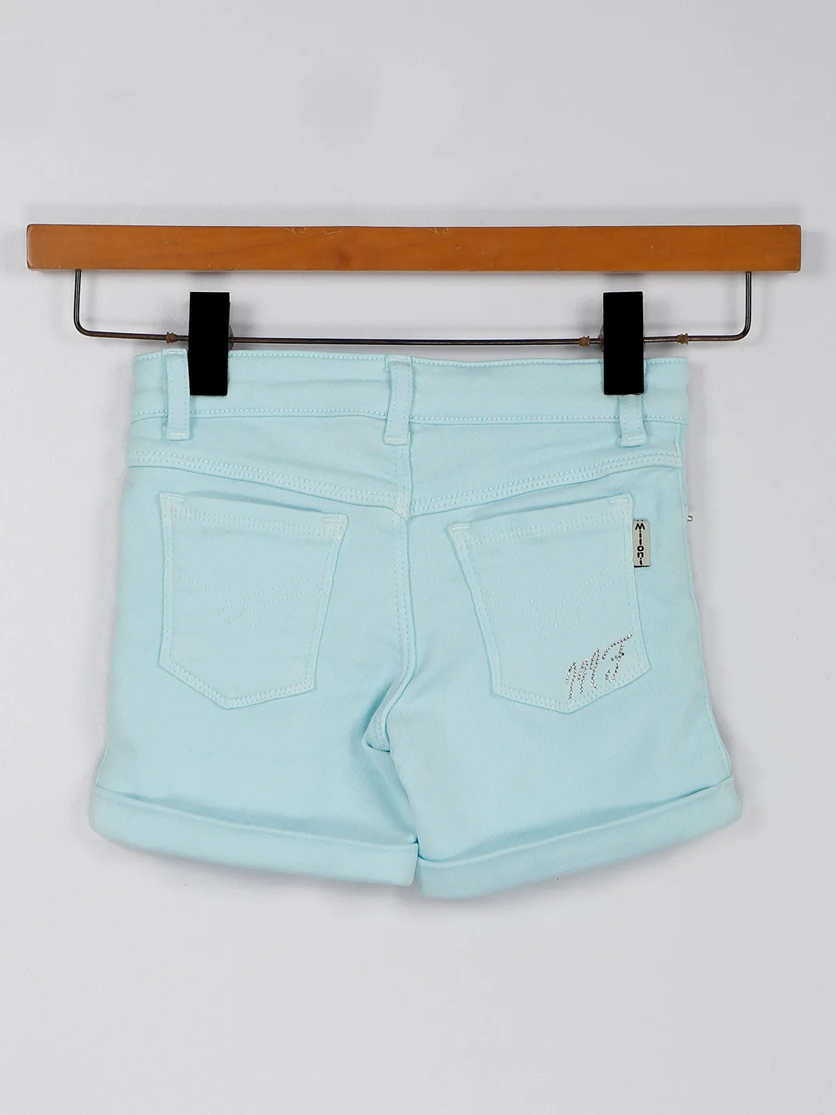 Solid sea green shorts for girls