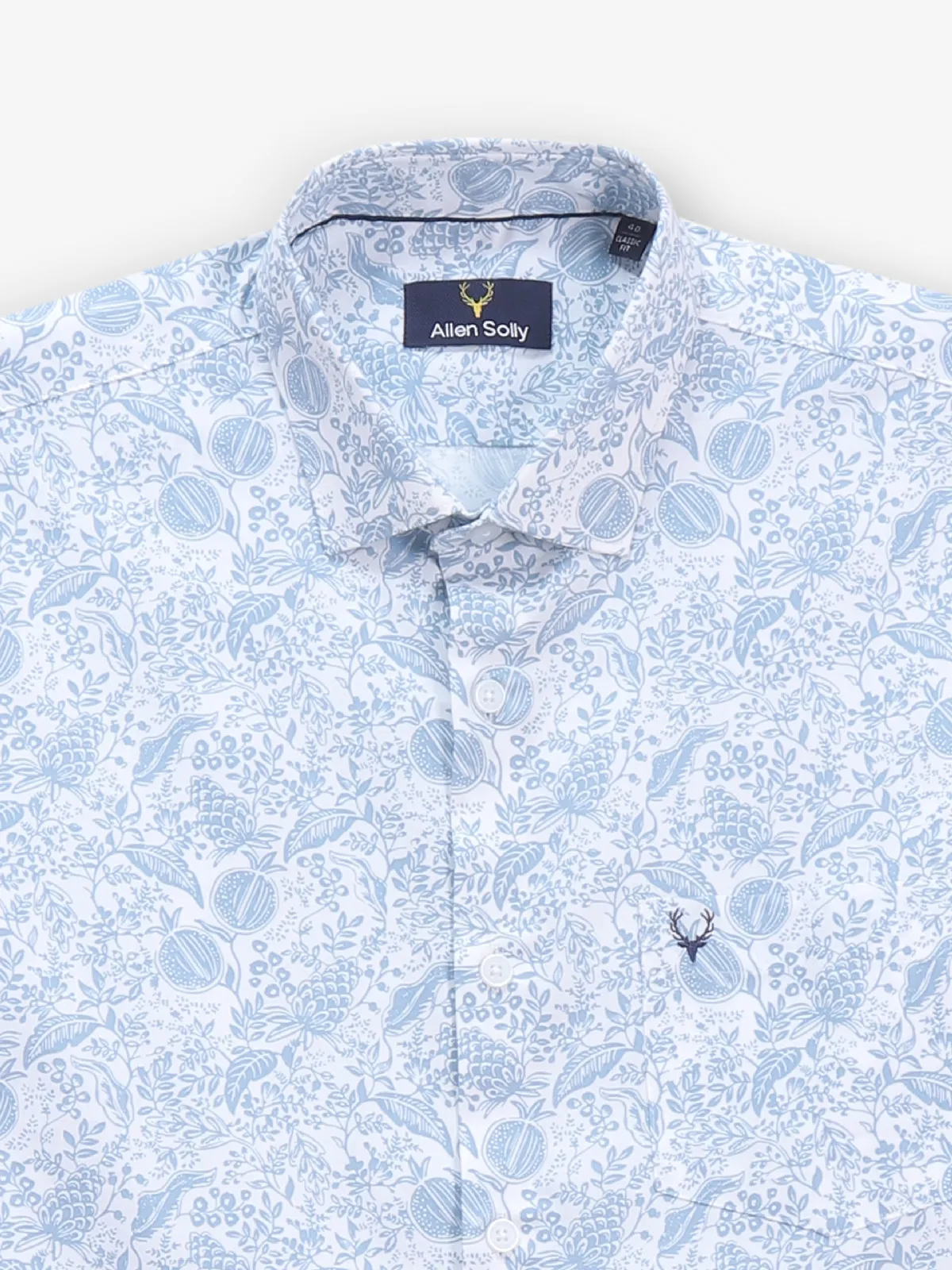 ALLEN SOLLY soothing sky blue floral design casual shirt