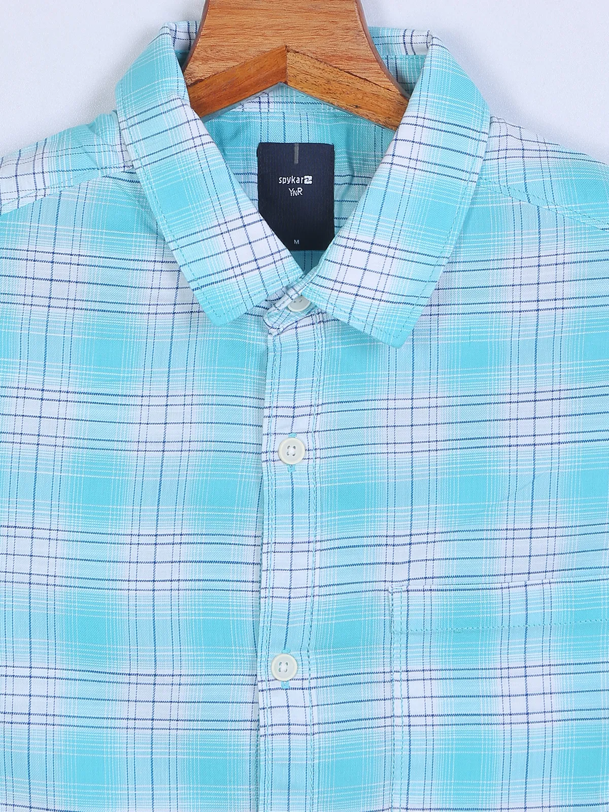 Spykar aqua checks shirt