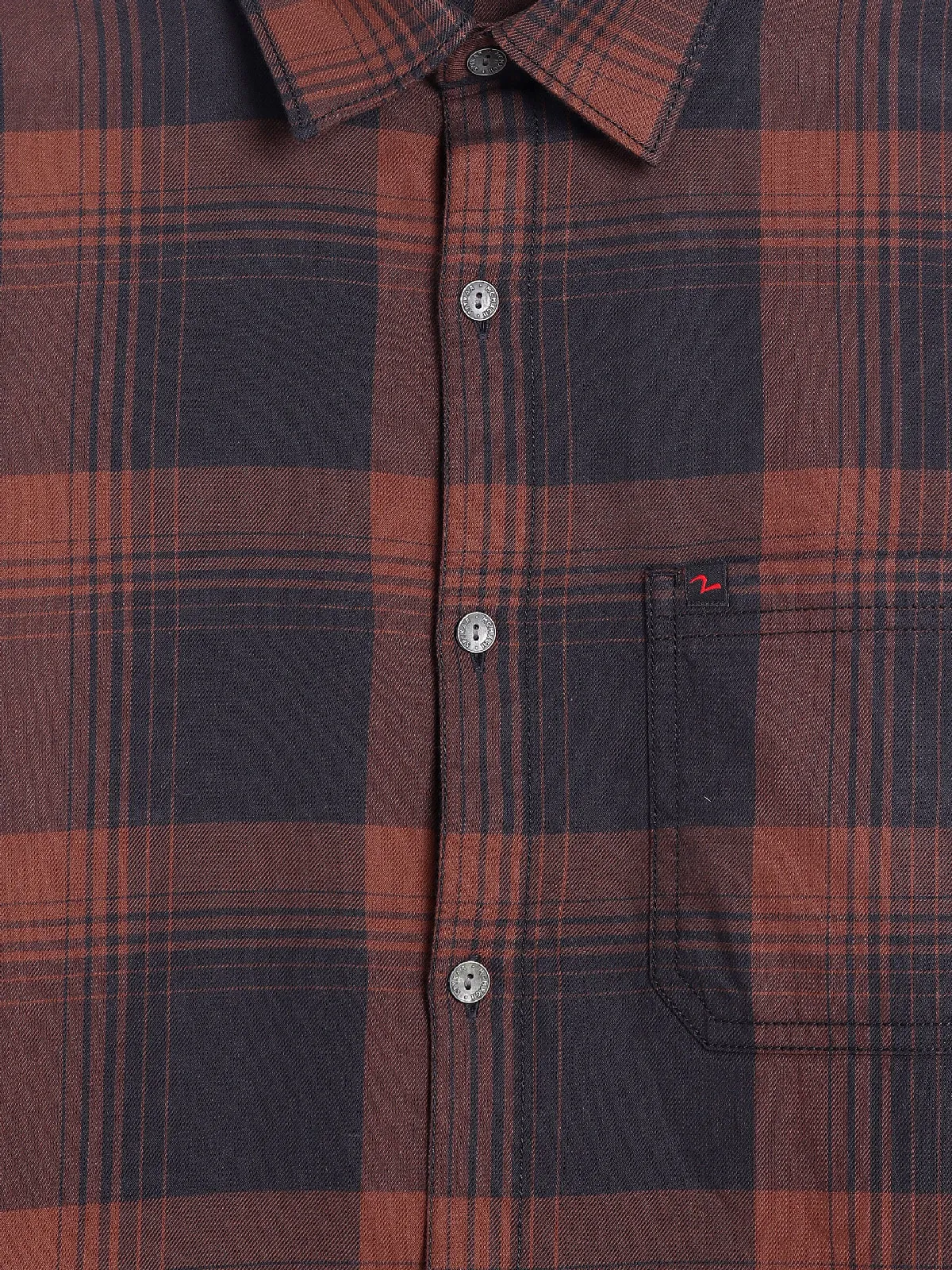 Spykar black and brown checks shirt