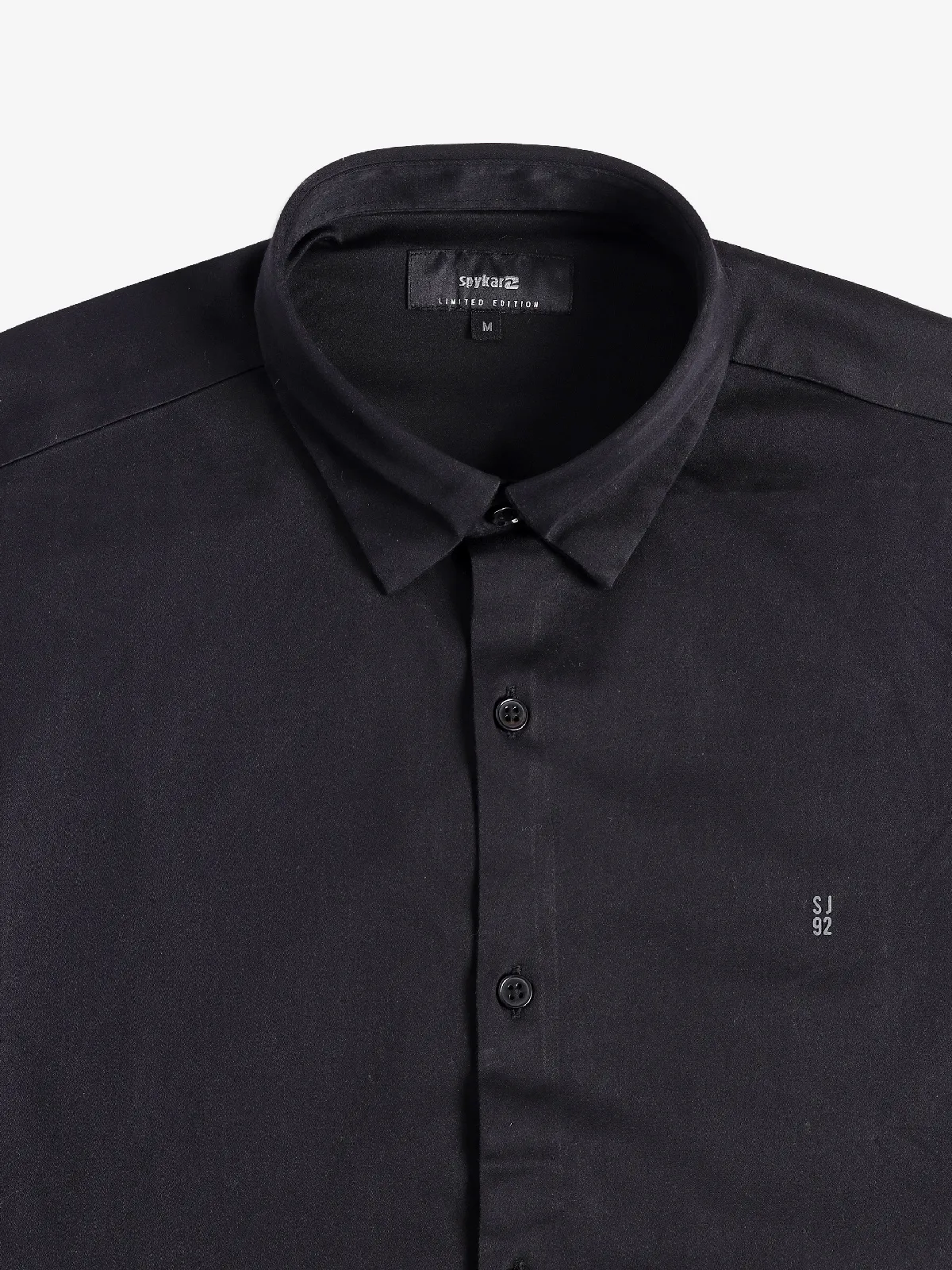 Spykar black plain cotton shirt