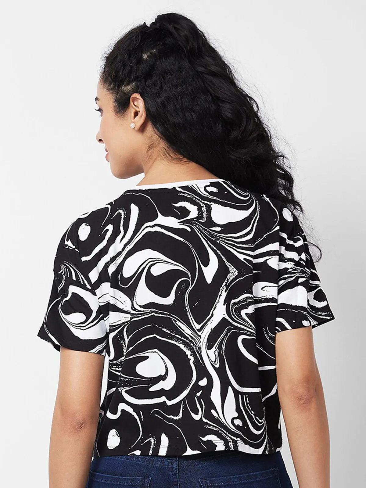 SPYKAR black printed cotton top