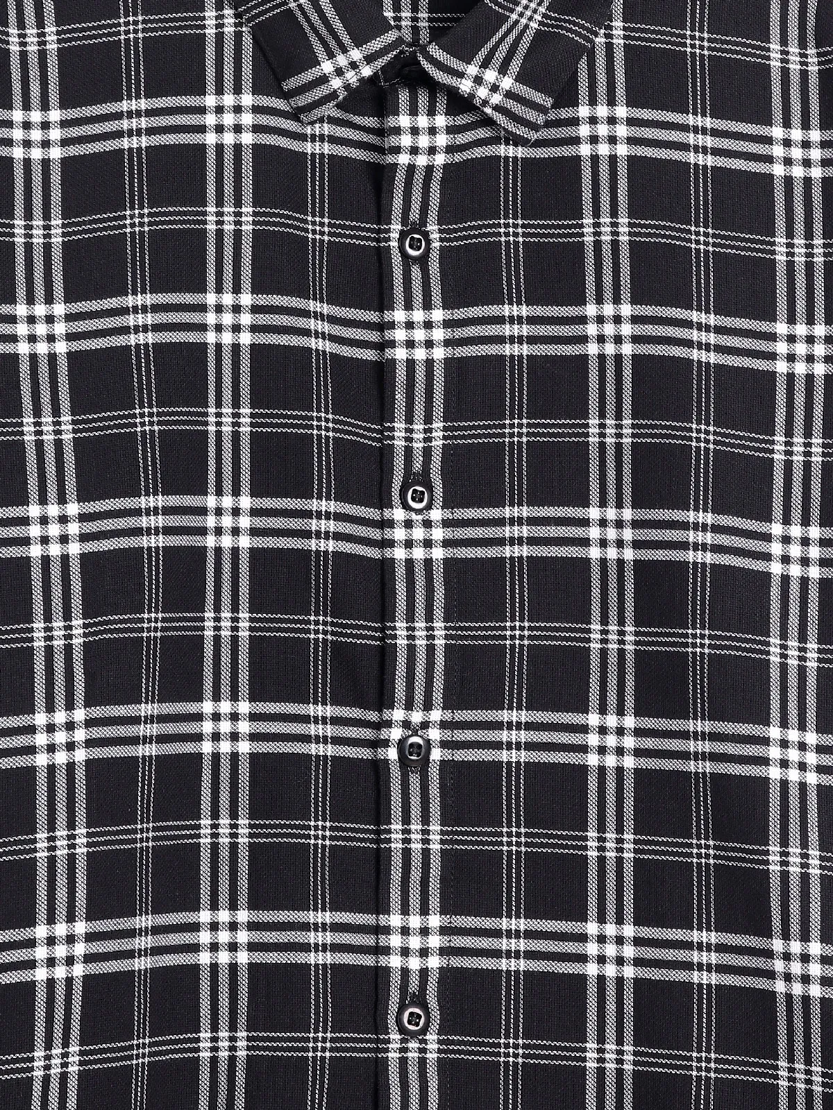 Spykar cotton black checks shirt