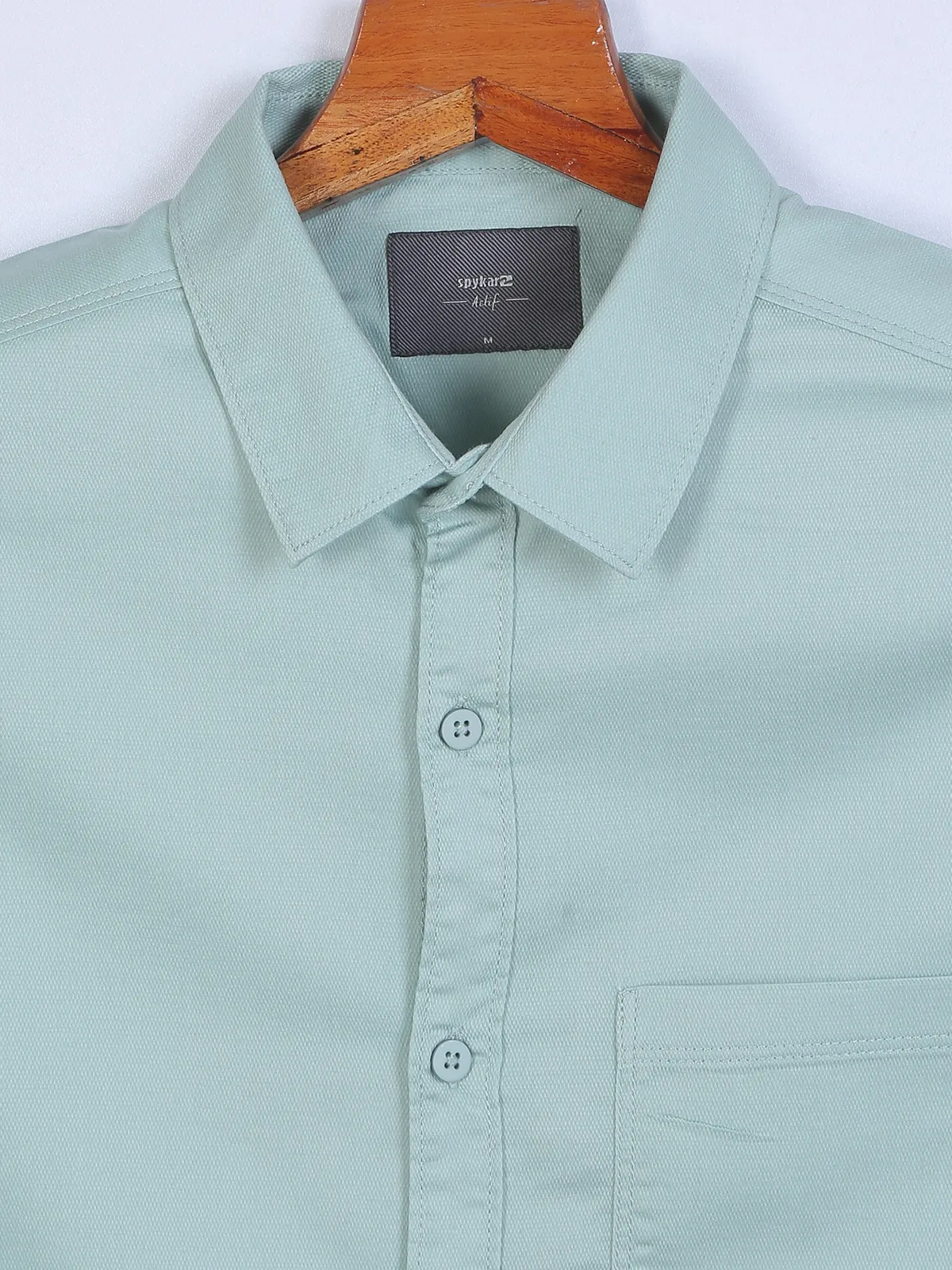 Spykar cotton casual shirt in mint green