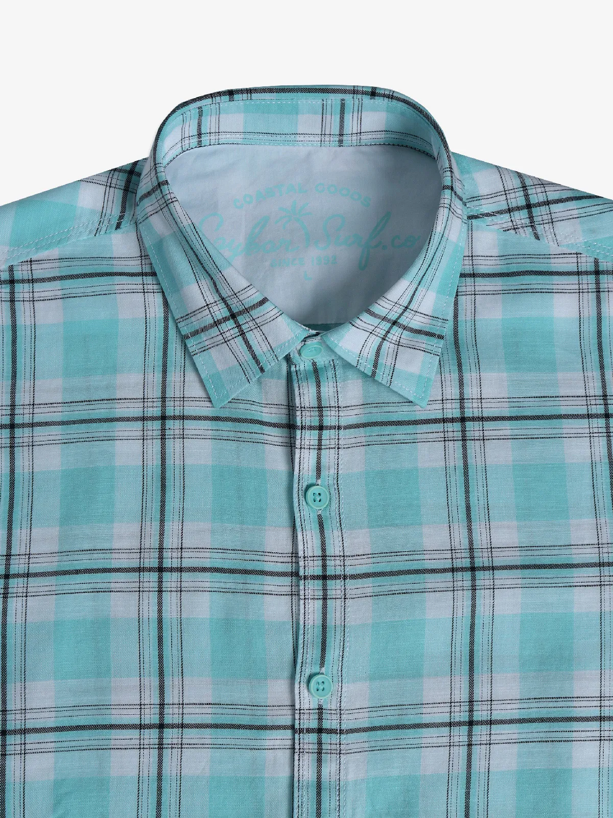 Spykar cotton checks aqua shirt